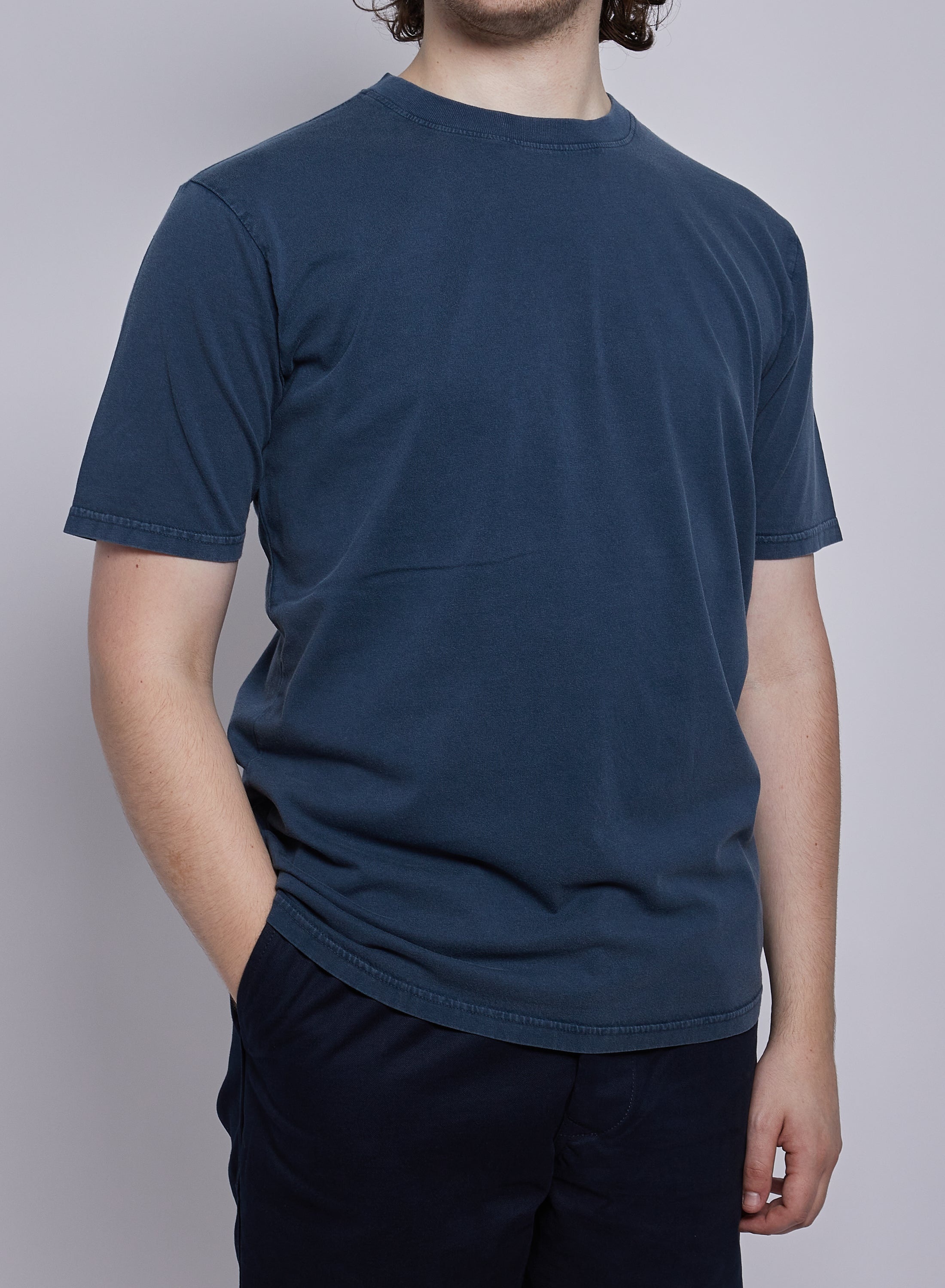 Classic Relaxed Fit Tee in Stone Wash Denim - 3