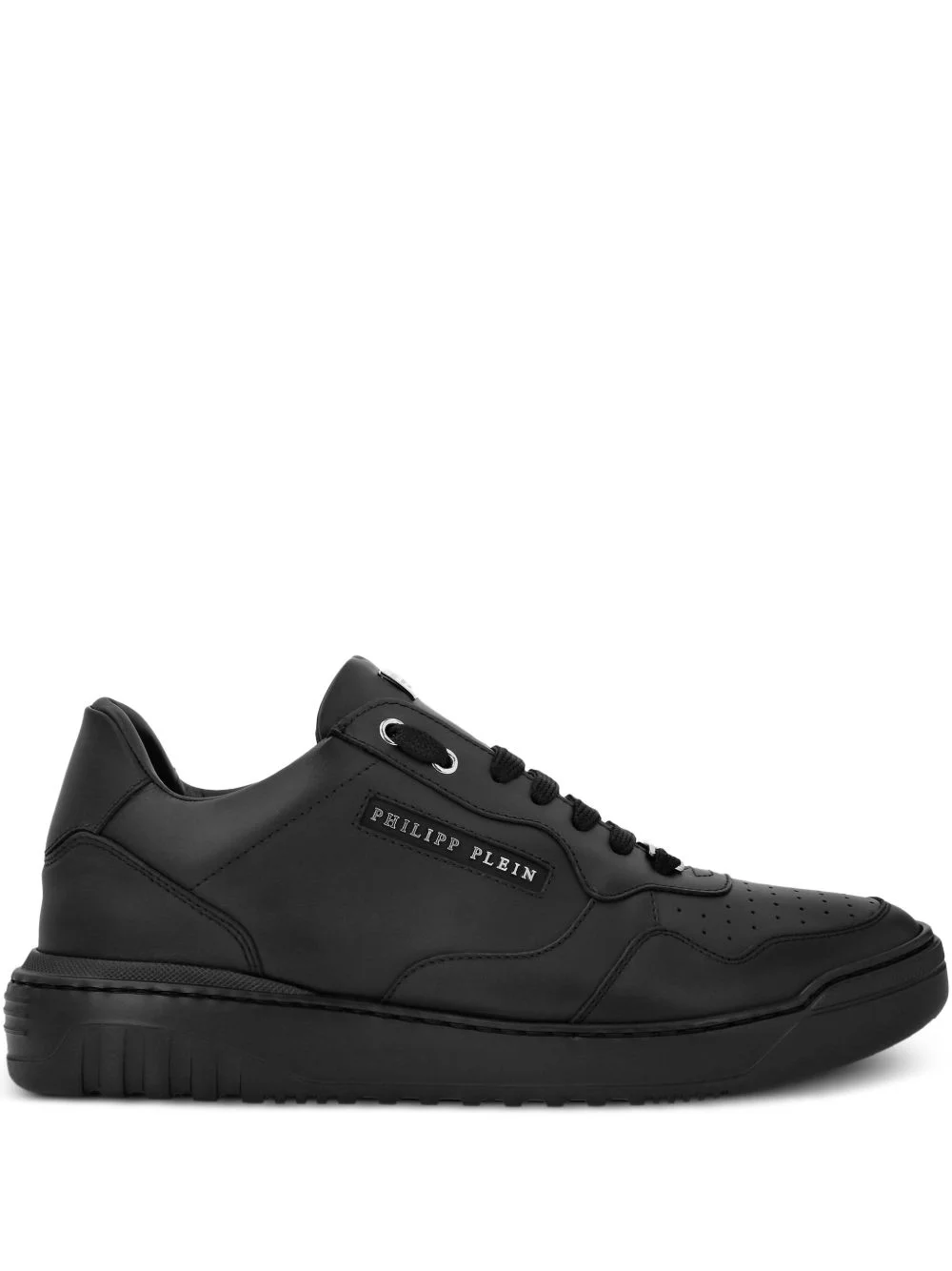 logo-lettering leather sneakers - 1