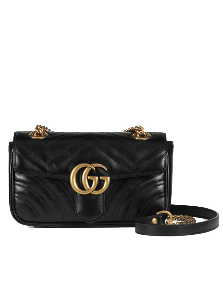 GG Marmont Mini Matelassé Black Leather Shoulder Bag - 2