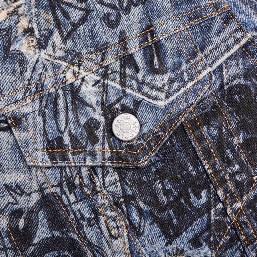 SCRIBBLE DENIM JACKET - MID BLUE - 5