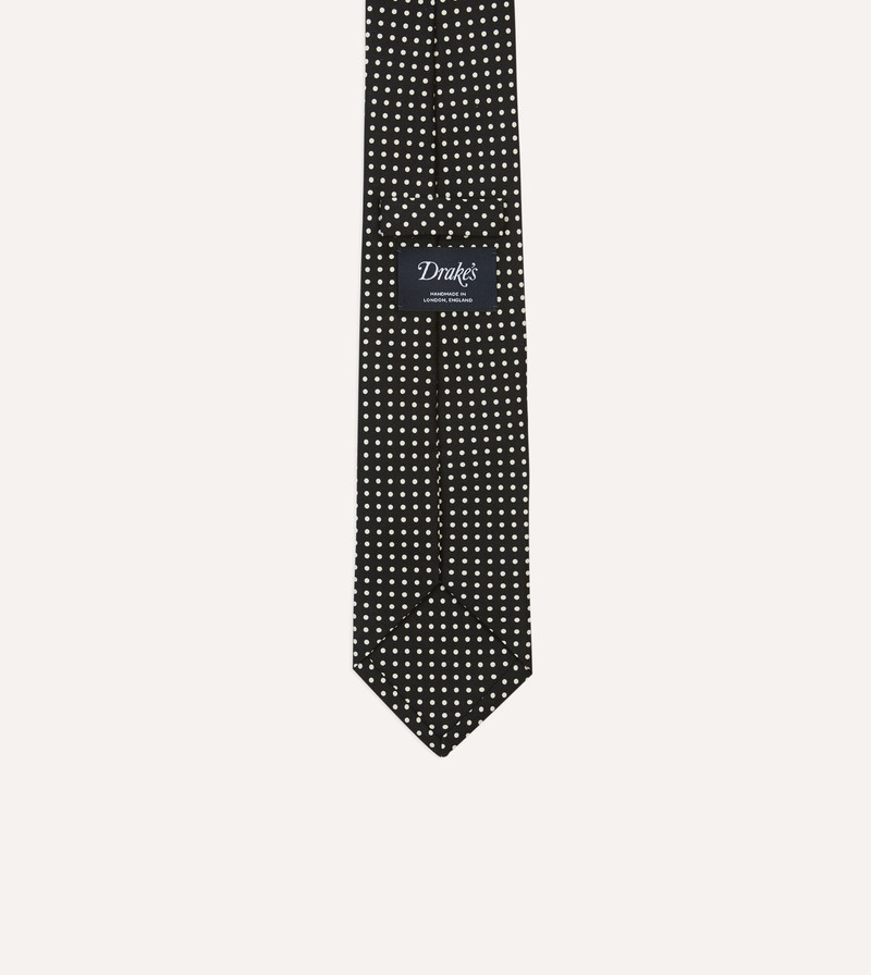Black Small Spot Silk Self-Tipped Tie 4