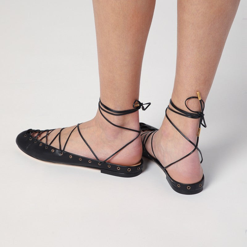 Chloé Black Leather Ghillie Ballerinas Women - 2