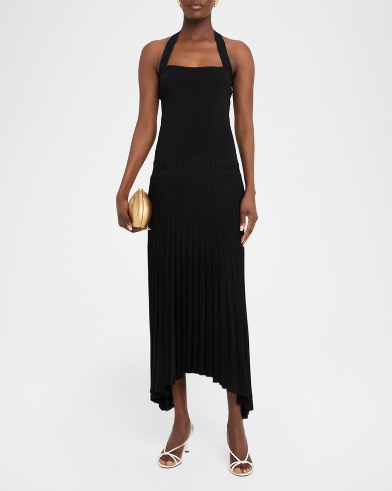 MARIA McMANUS Semi-Sheer Pleated Halter Midi Dress outlook