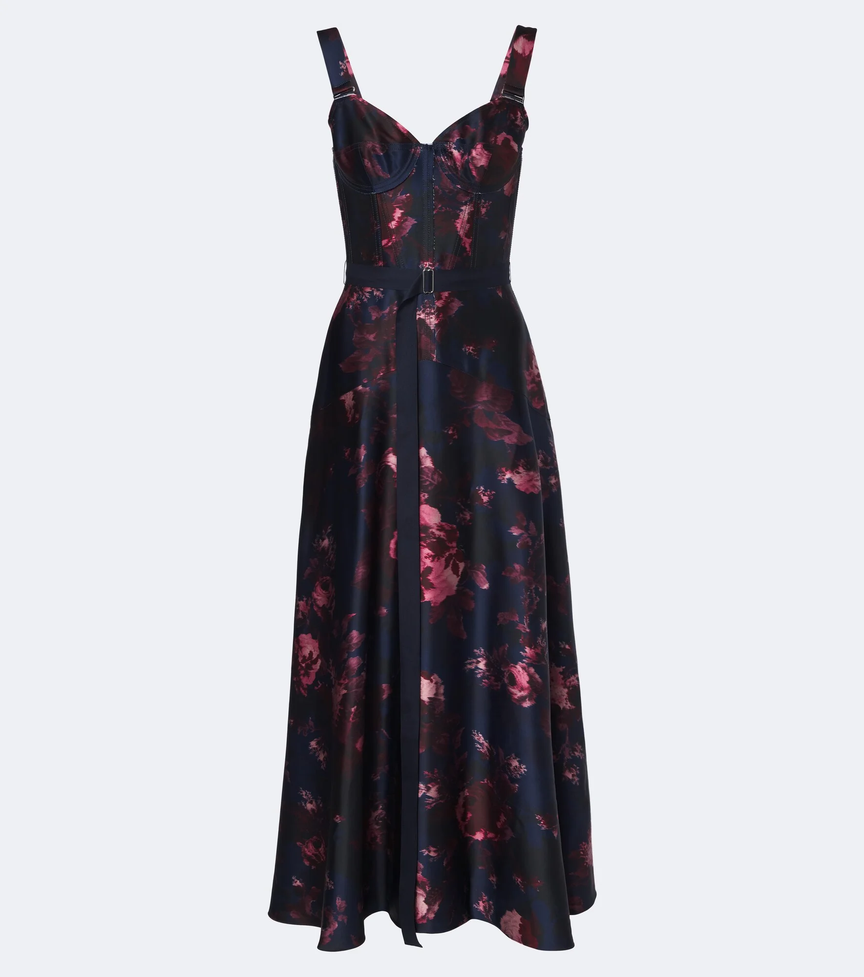 Belted floral bustier dress - 1