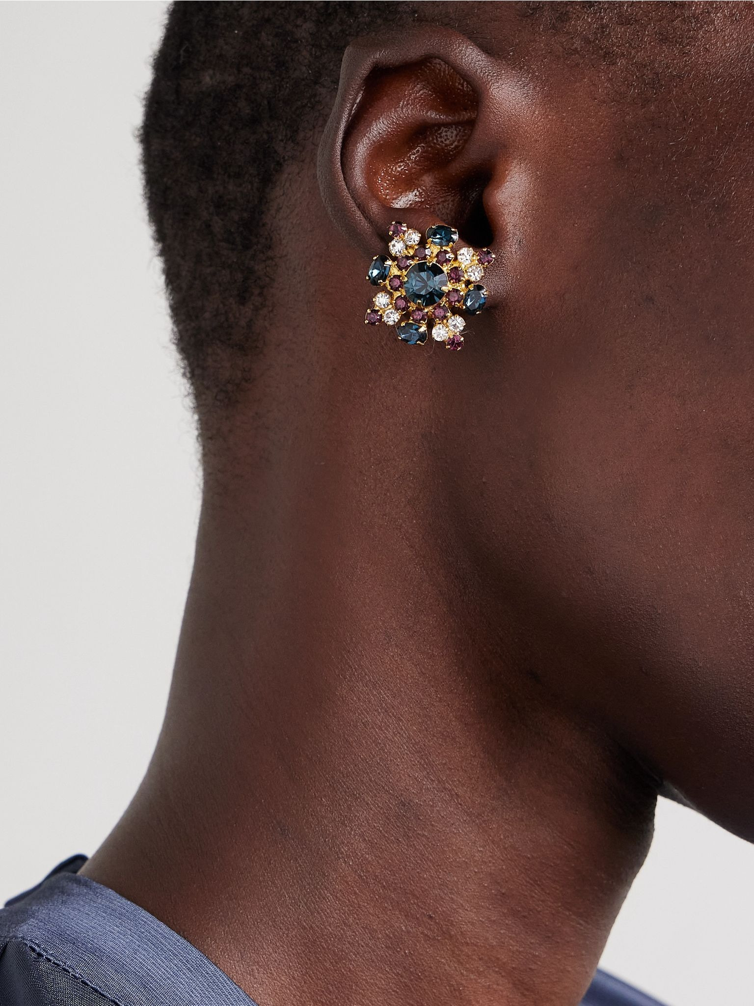 Perola gold-plated crystal earrings Blue - 2
