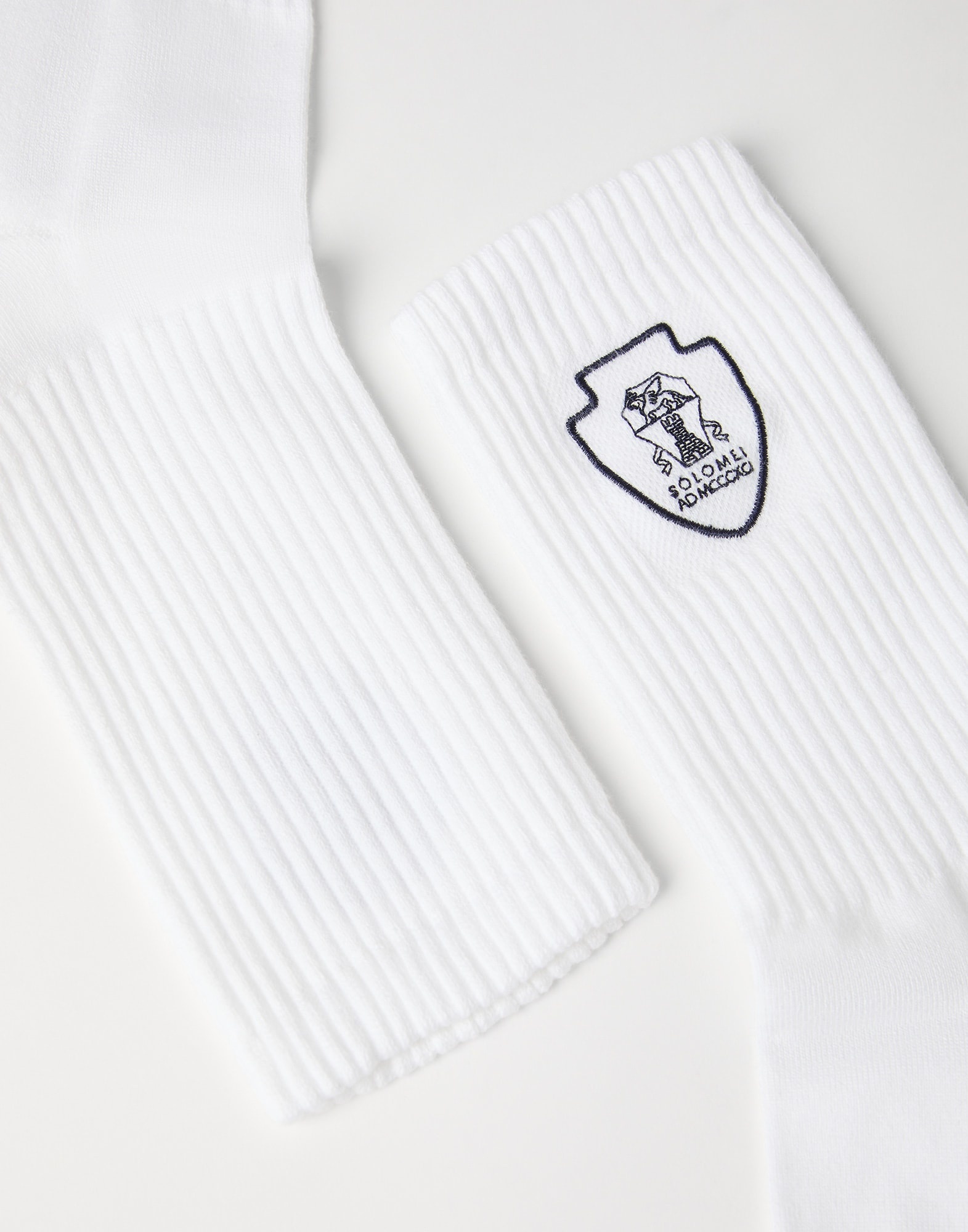 Techno cotton rib knit socks with embroidered logo - 2