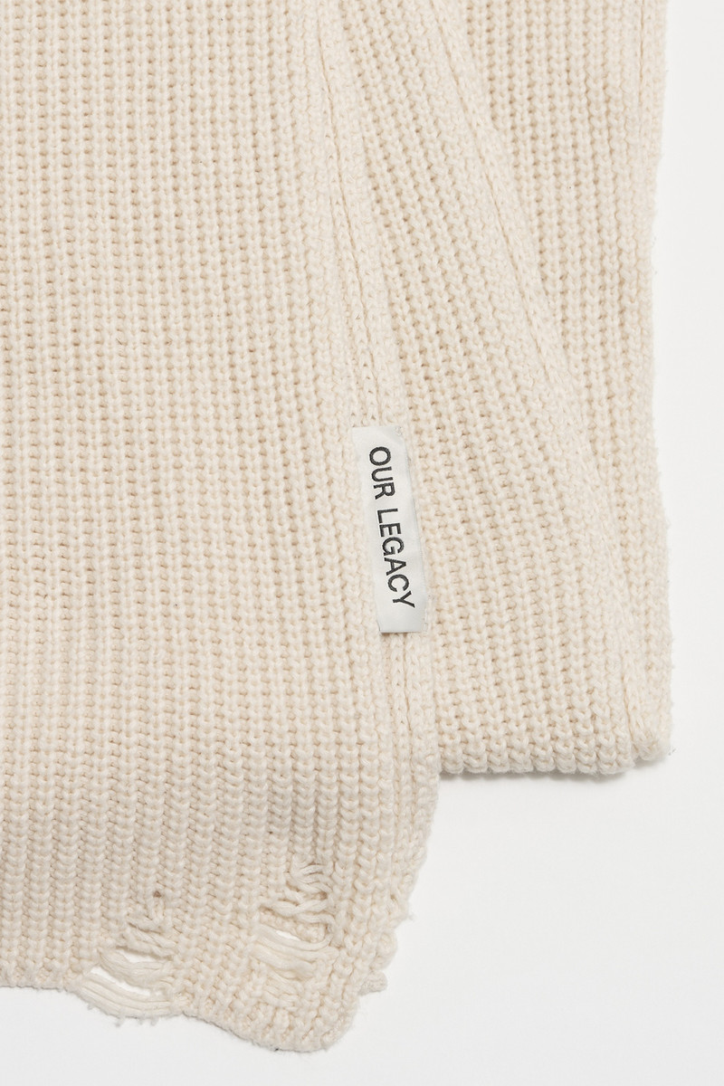 Grand Knitted Scarf Natural Tousled Cotton 3