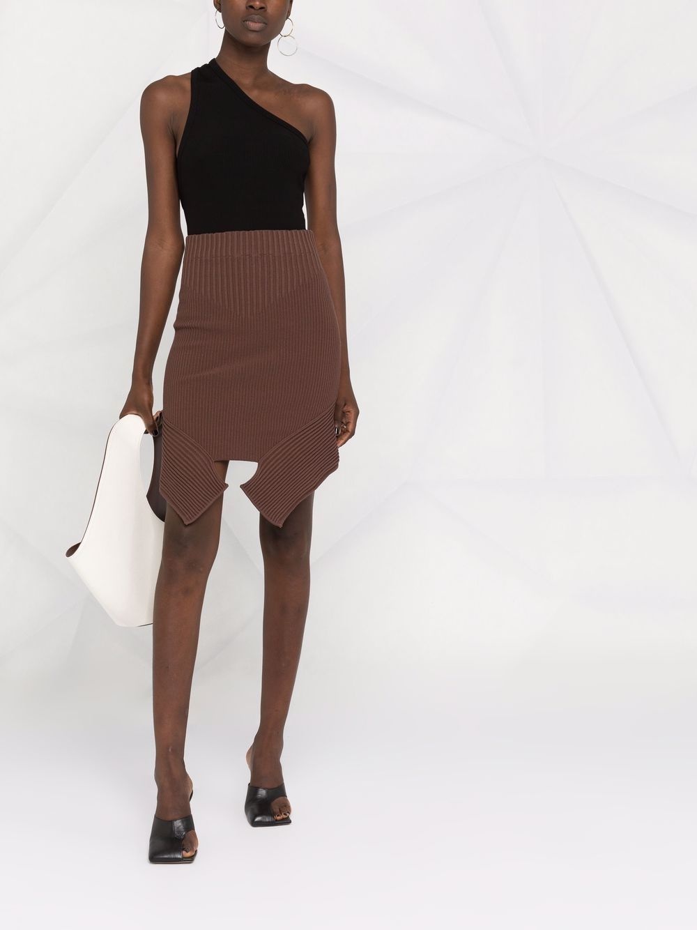rib-knit asymmetric skirt - 2