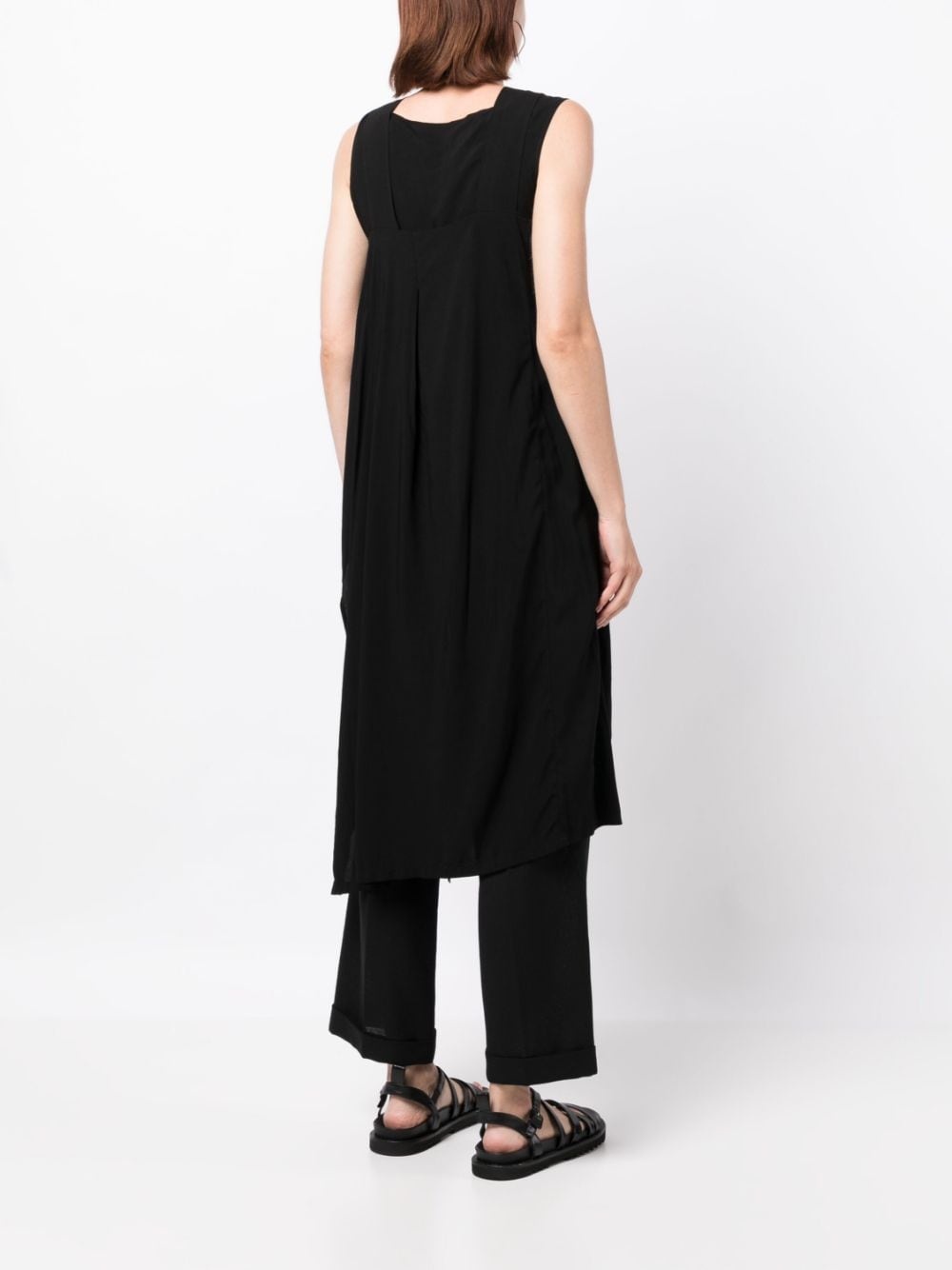 asymmetric draped midi dress - 4