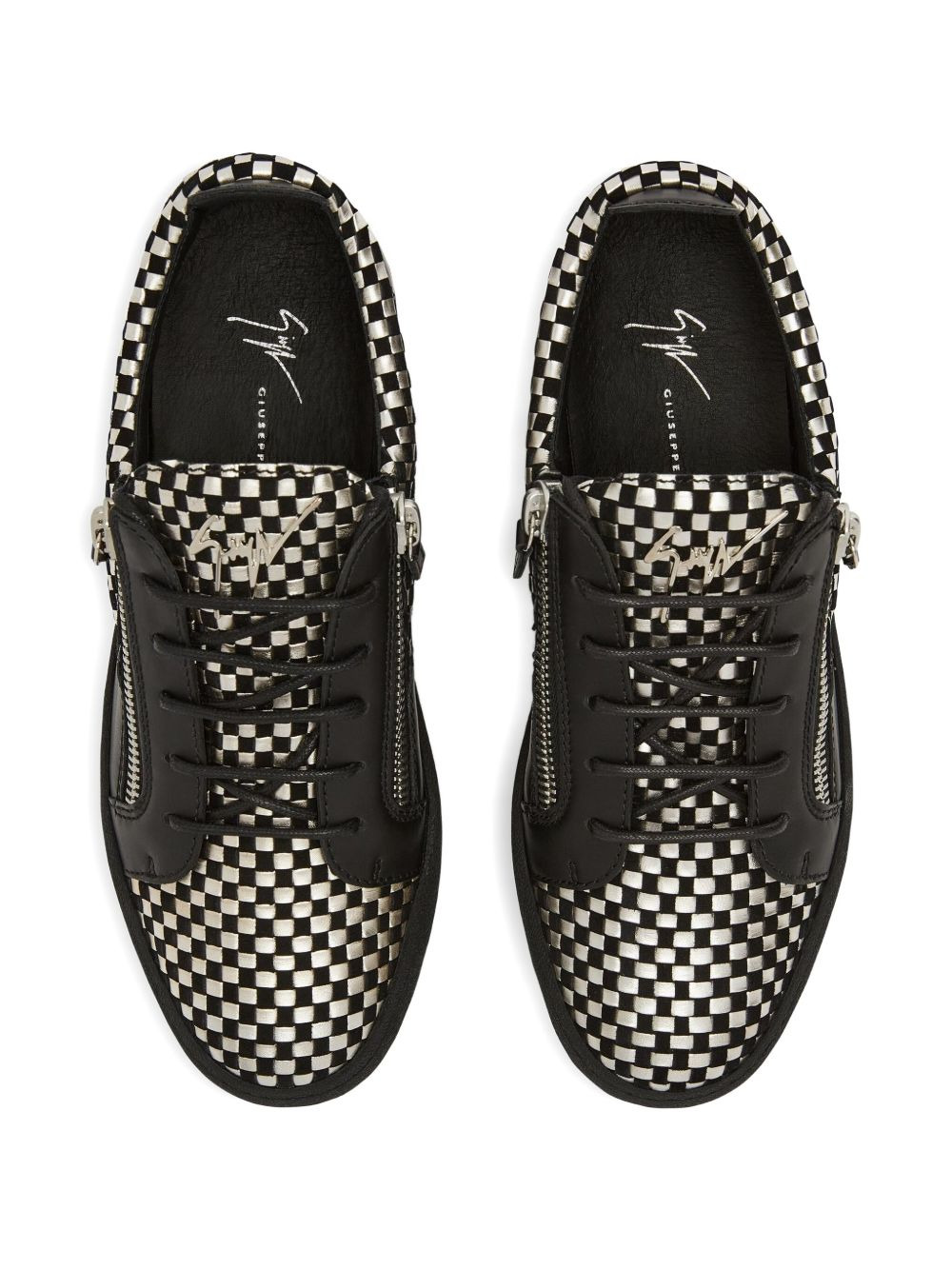 Frankie checked leather sneakers - 4