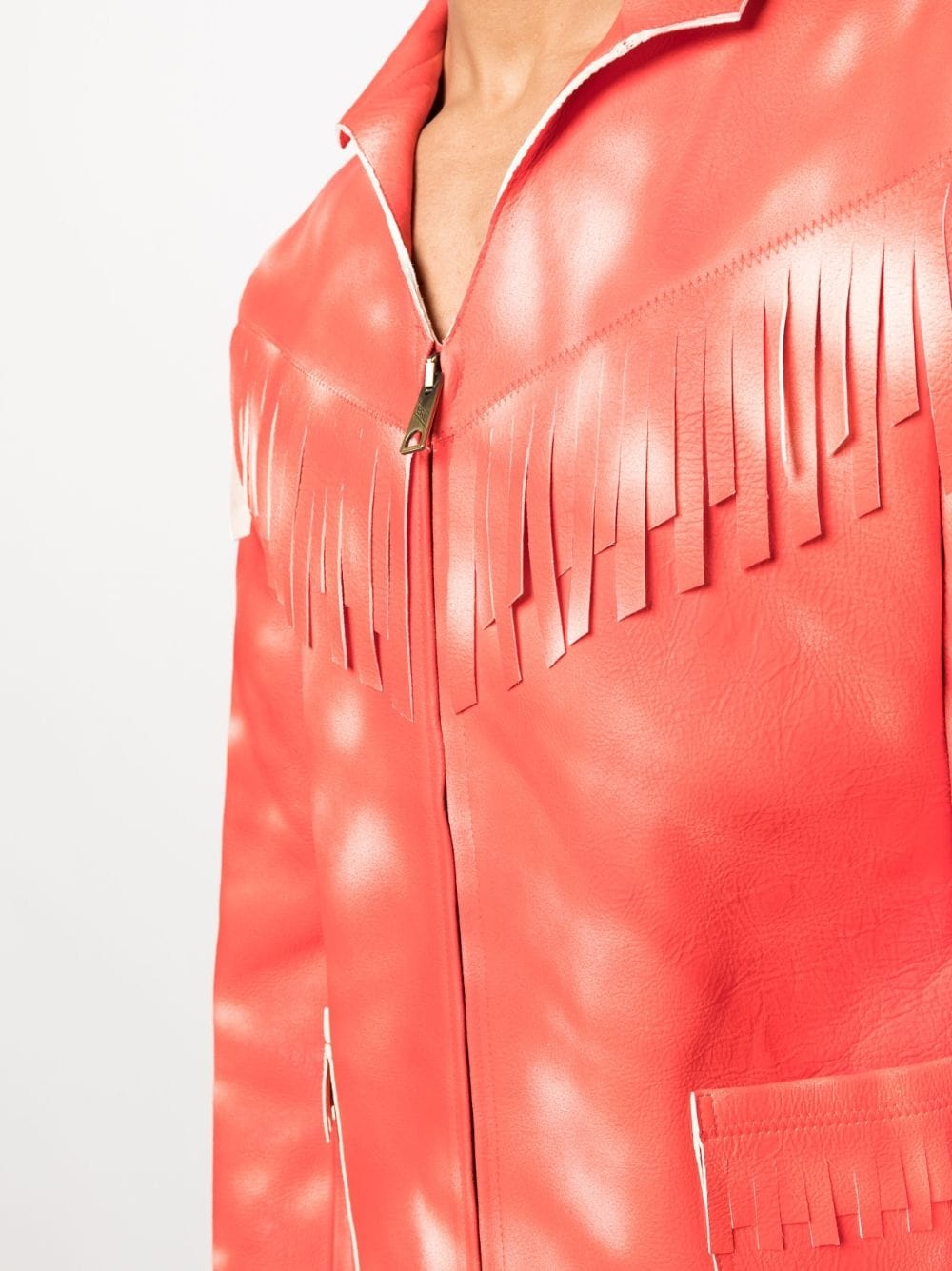 tie dye-print leather jacket - 6