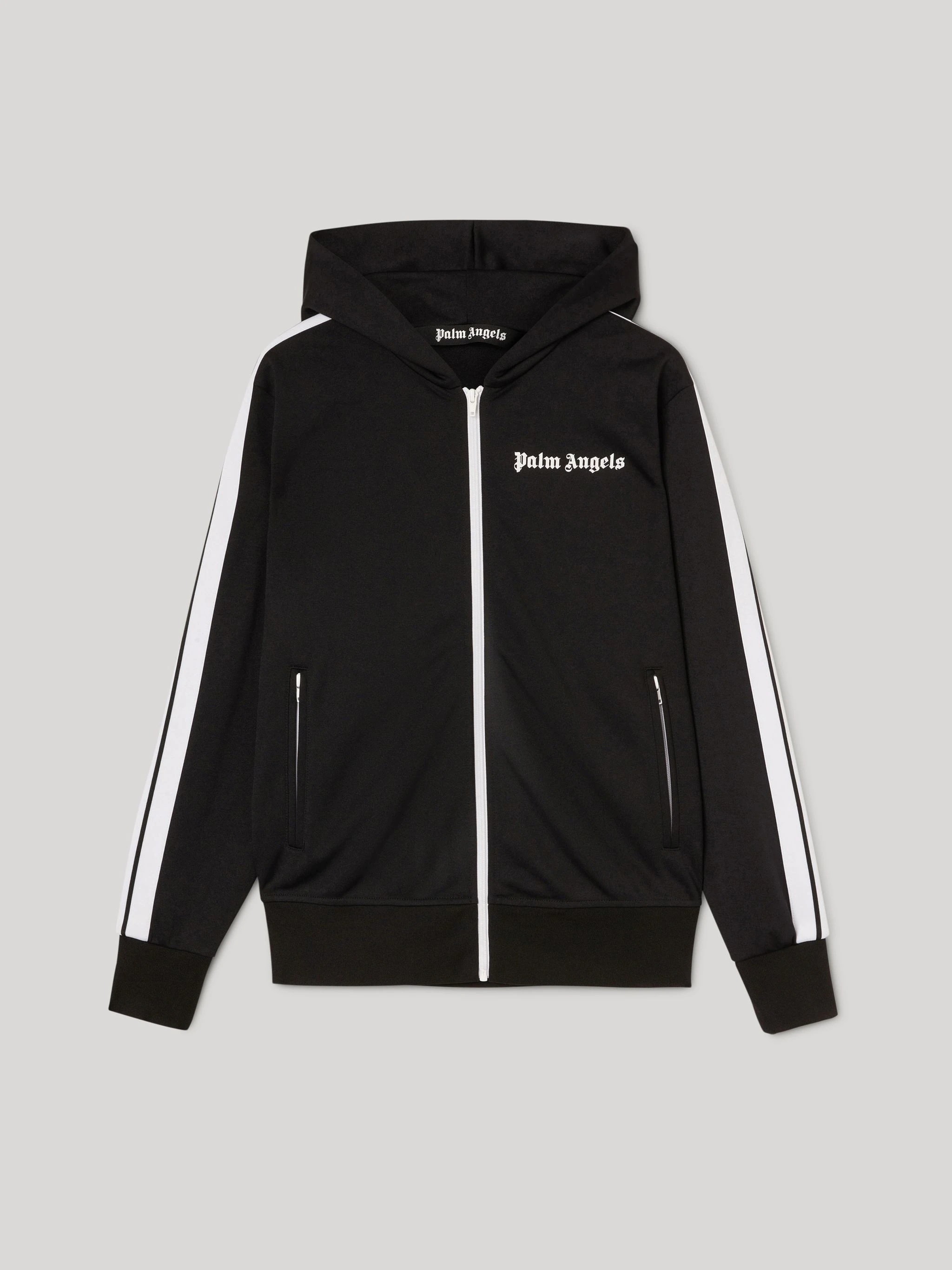 BLACK HOODY TRACK JACKET - 1