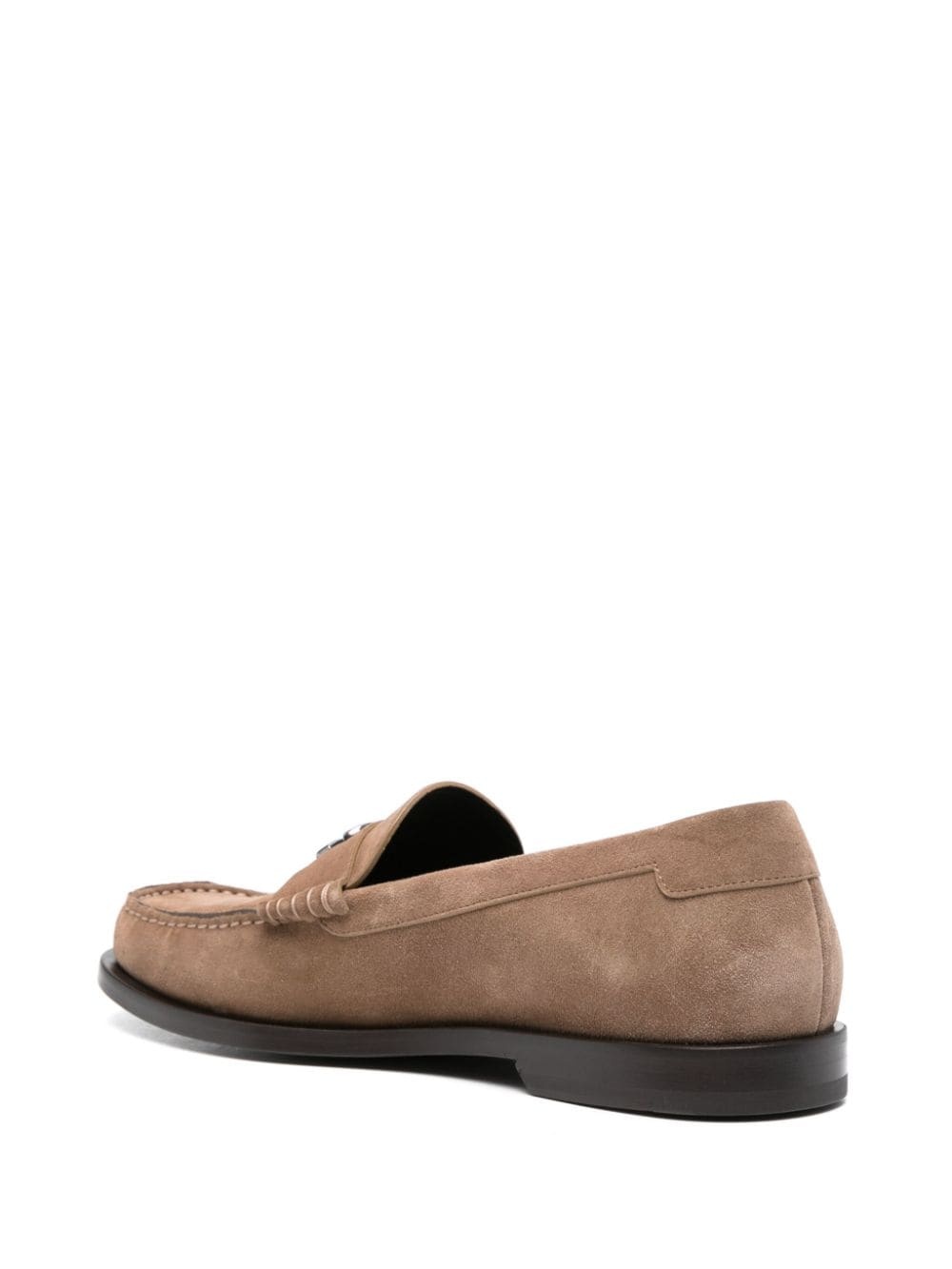 logo-plaque suede loafers - 3