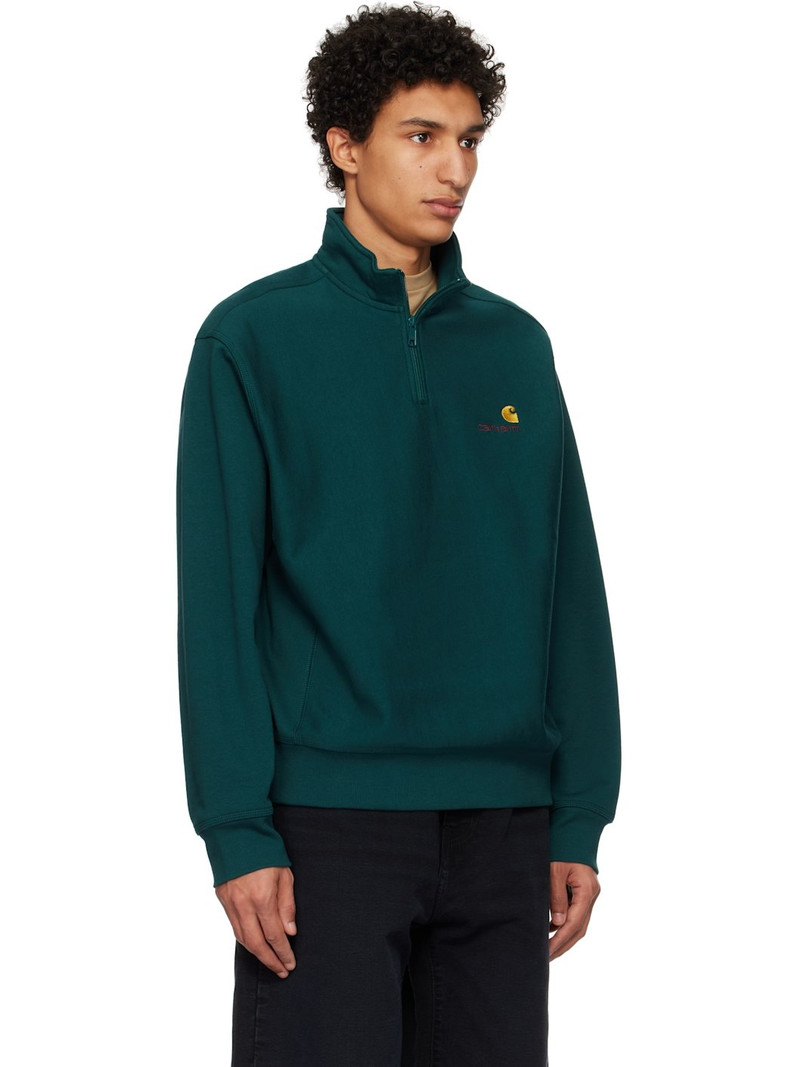 Green Half Zip American Script Sweatshirt 2