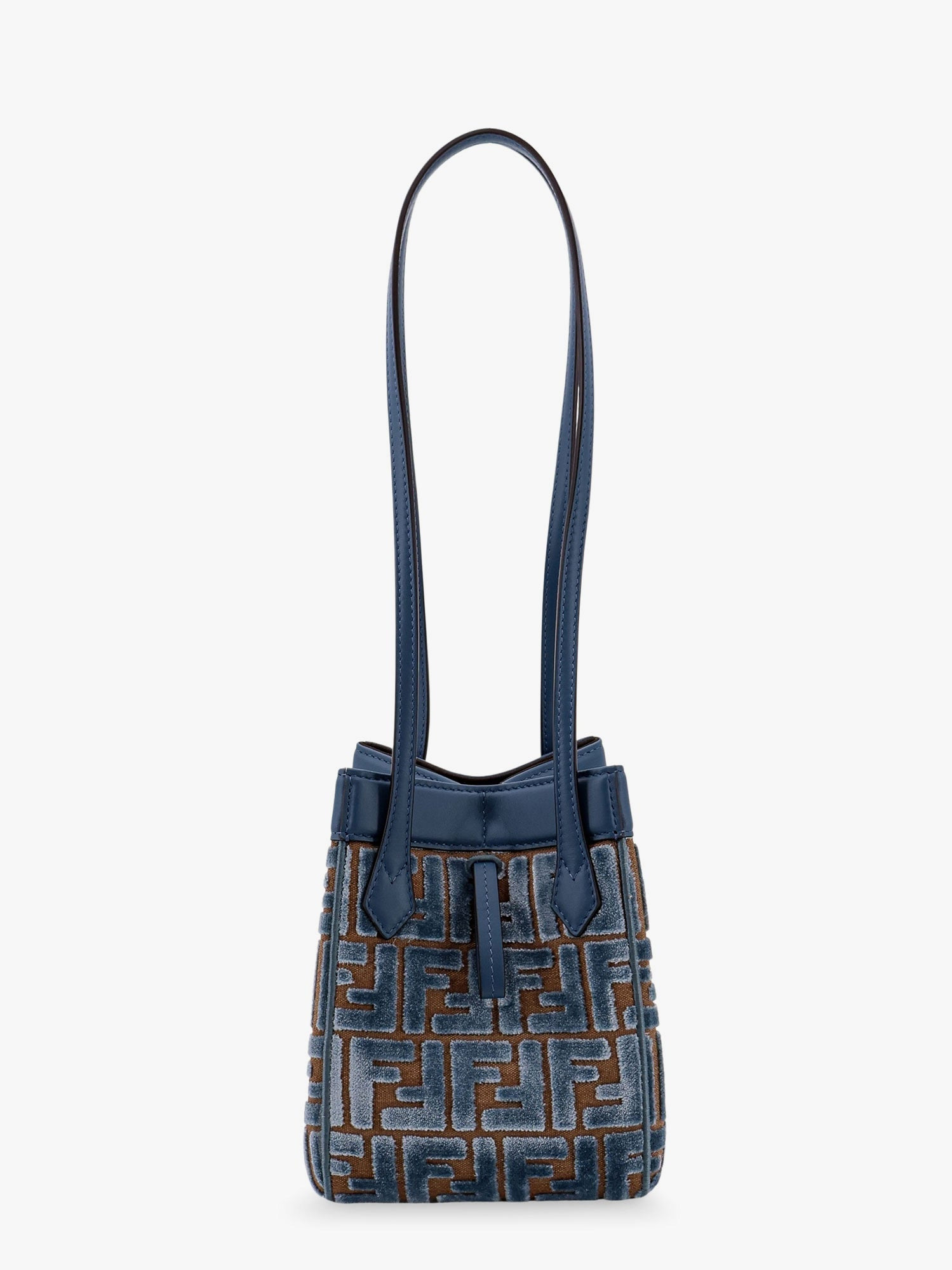 Fendi Convertible Bucket Bag In Velvet With All-Over Ff Logo - 3
