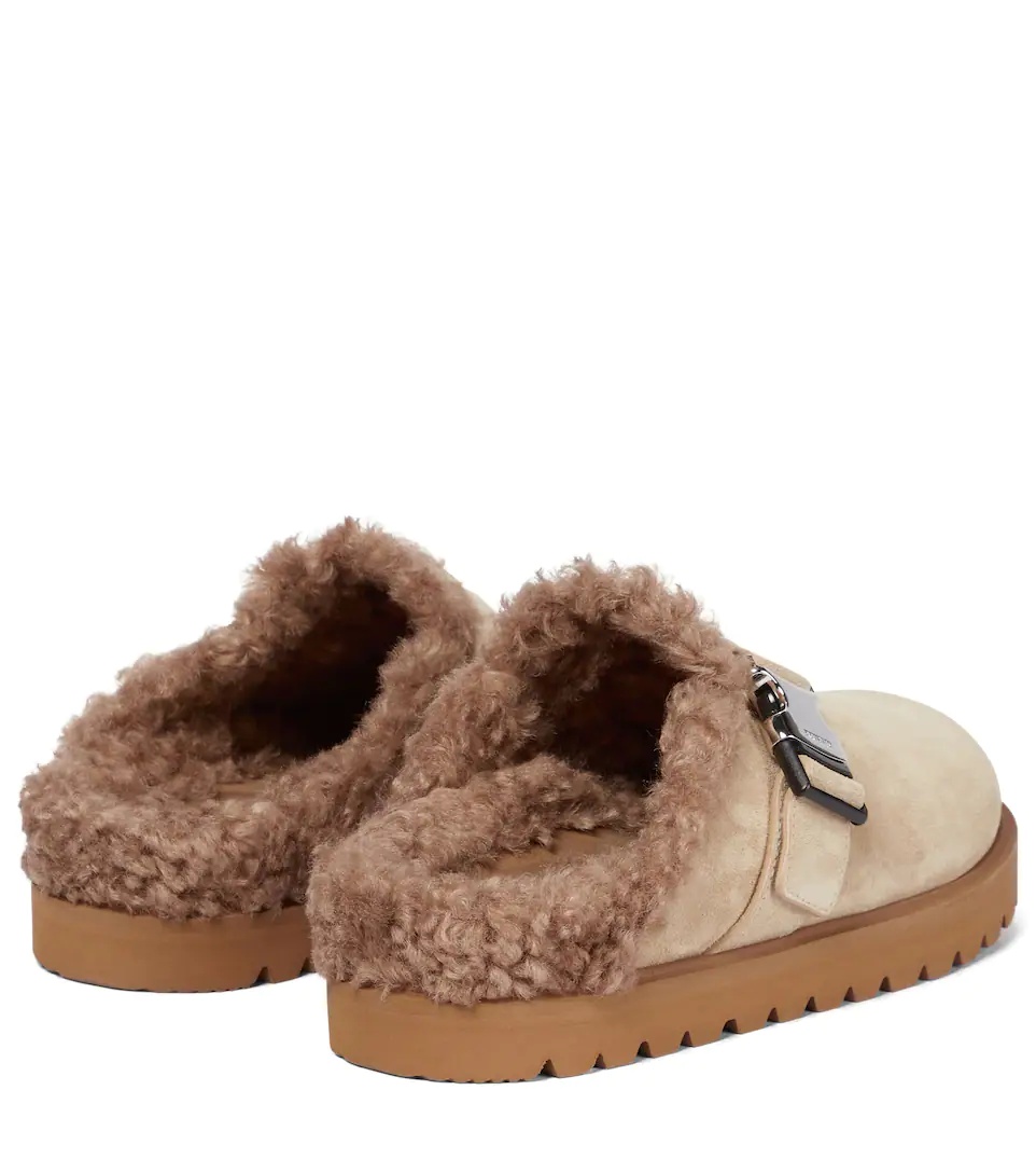 Mon suede and faux shearling slippers - 3