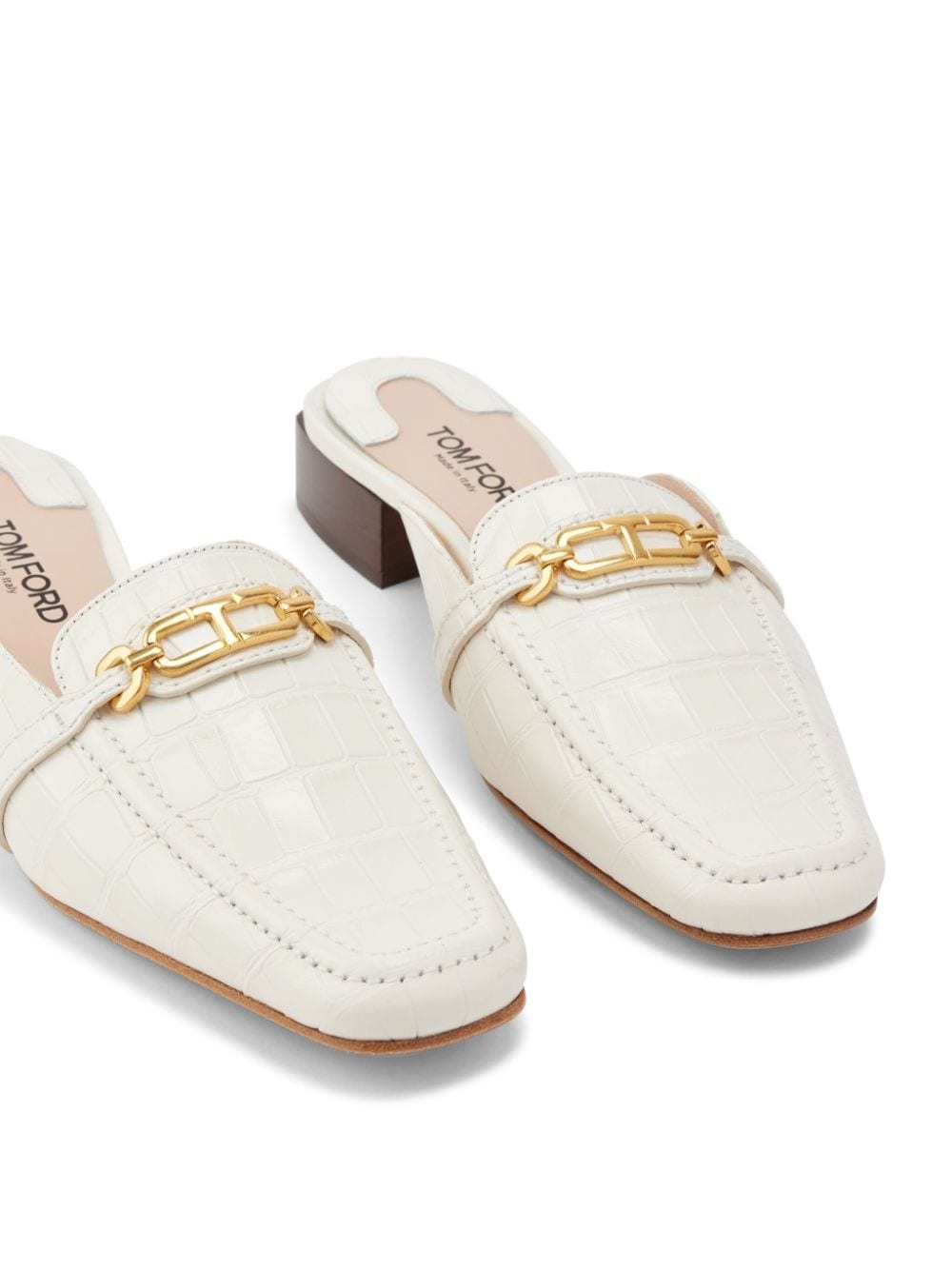 Whitney crocodile-embossed leather mules - 4