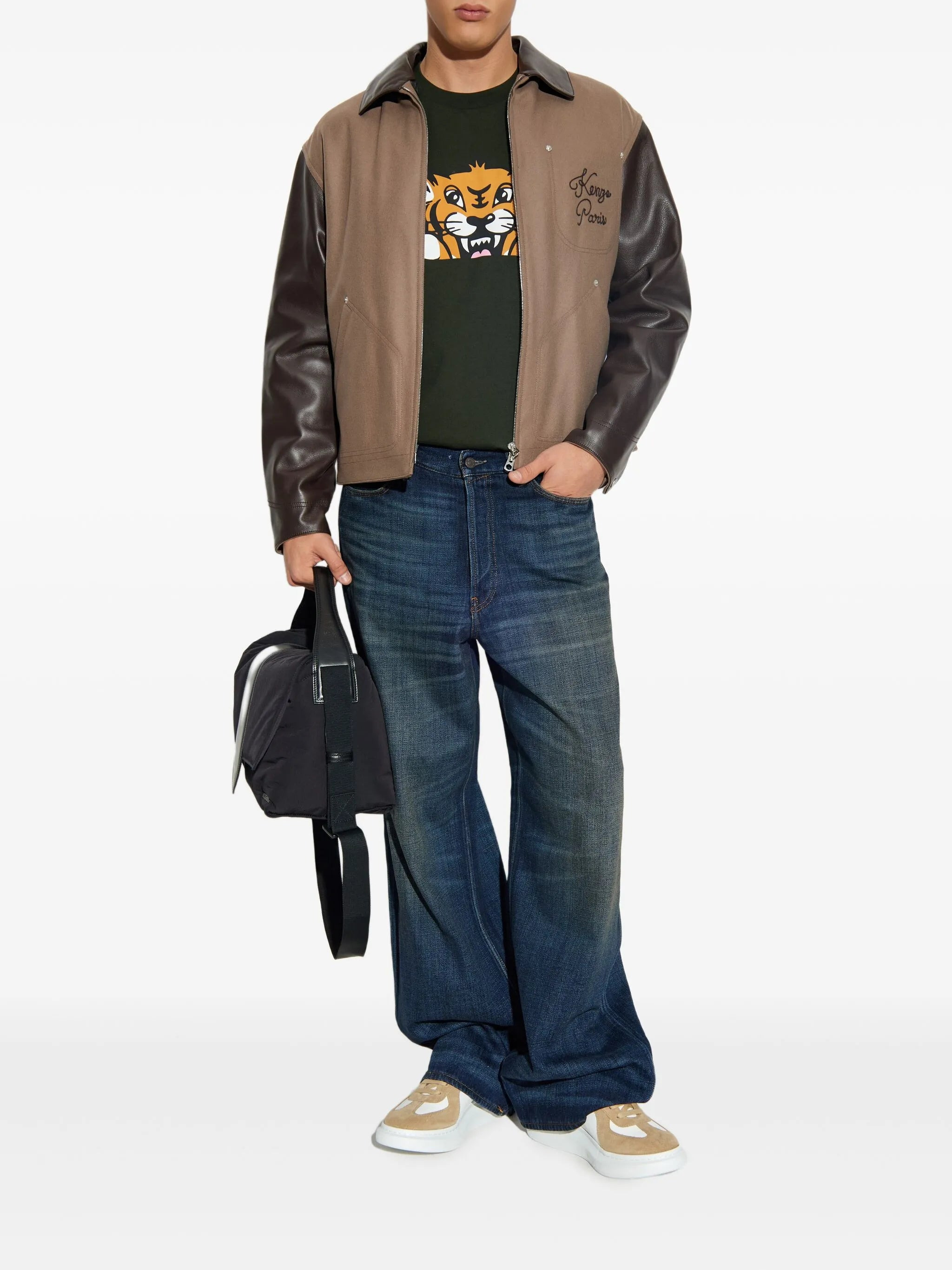 Kenzo Leather-sleeved Embroidered Jacket - 5