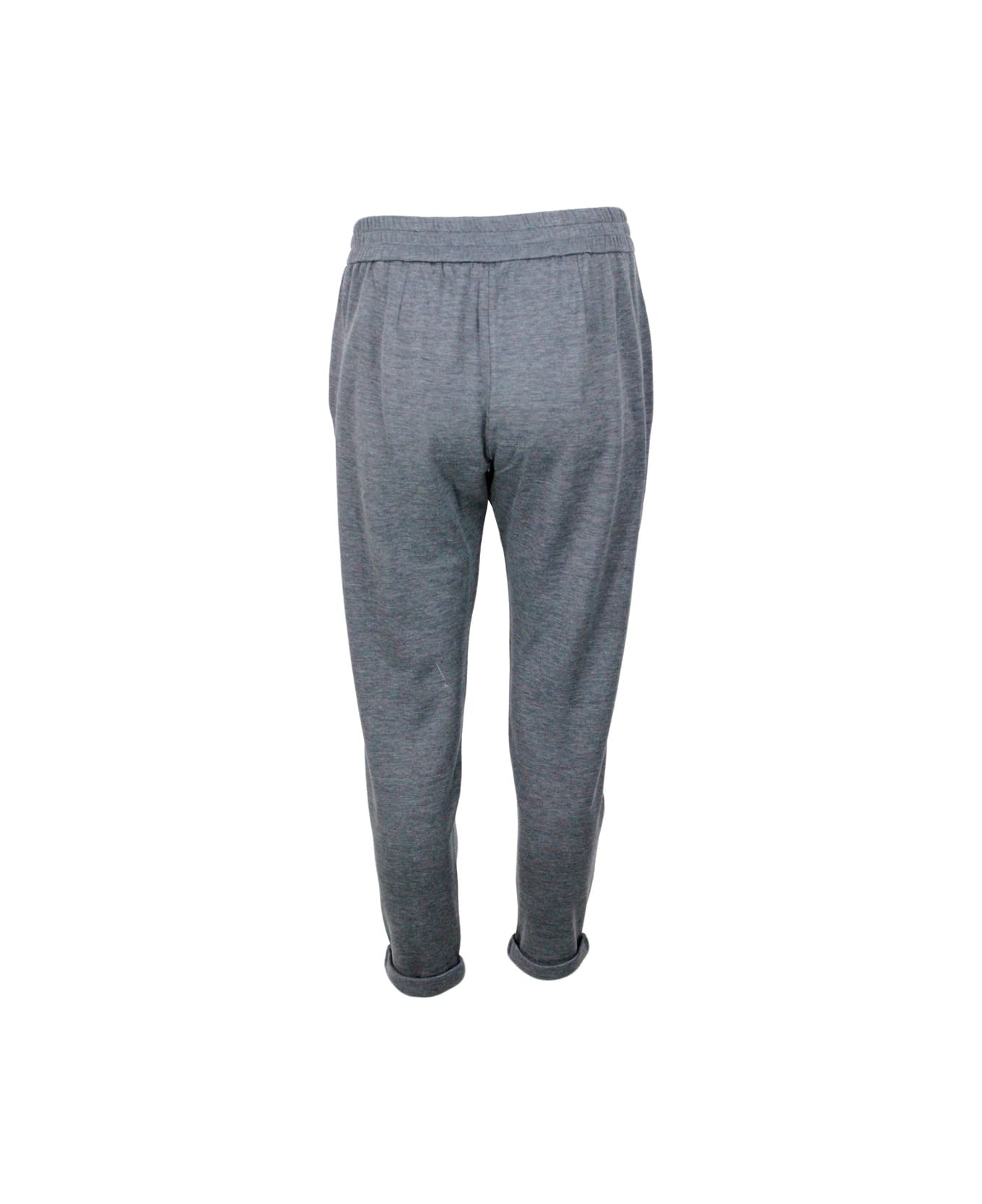 Jogging Trousers In Cotton And Silk With Monili On The Pockets - 3