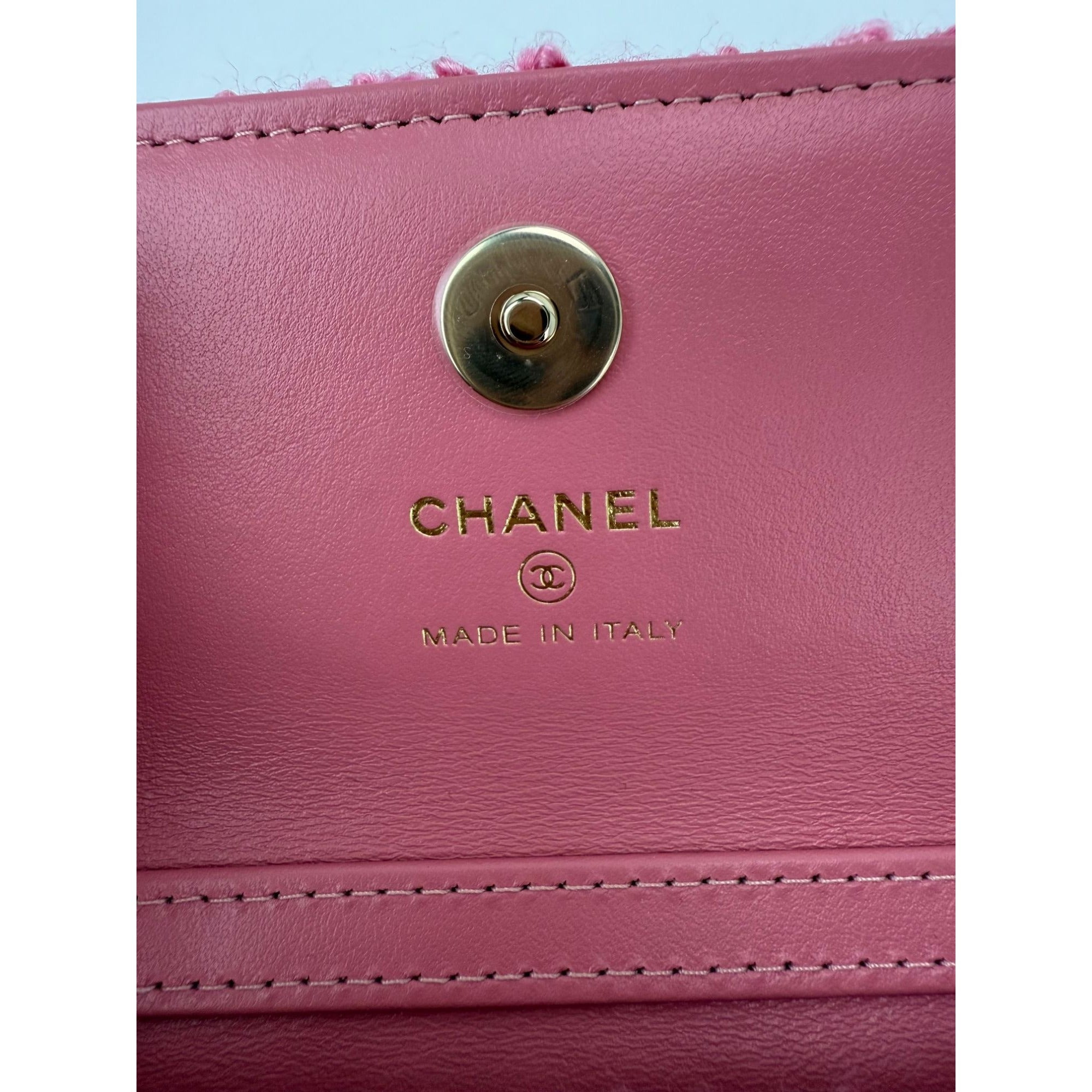 Chanel Tweed Quilted Mini Flap Pink Chain Waist Shoulder Bag - 8