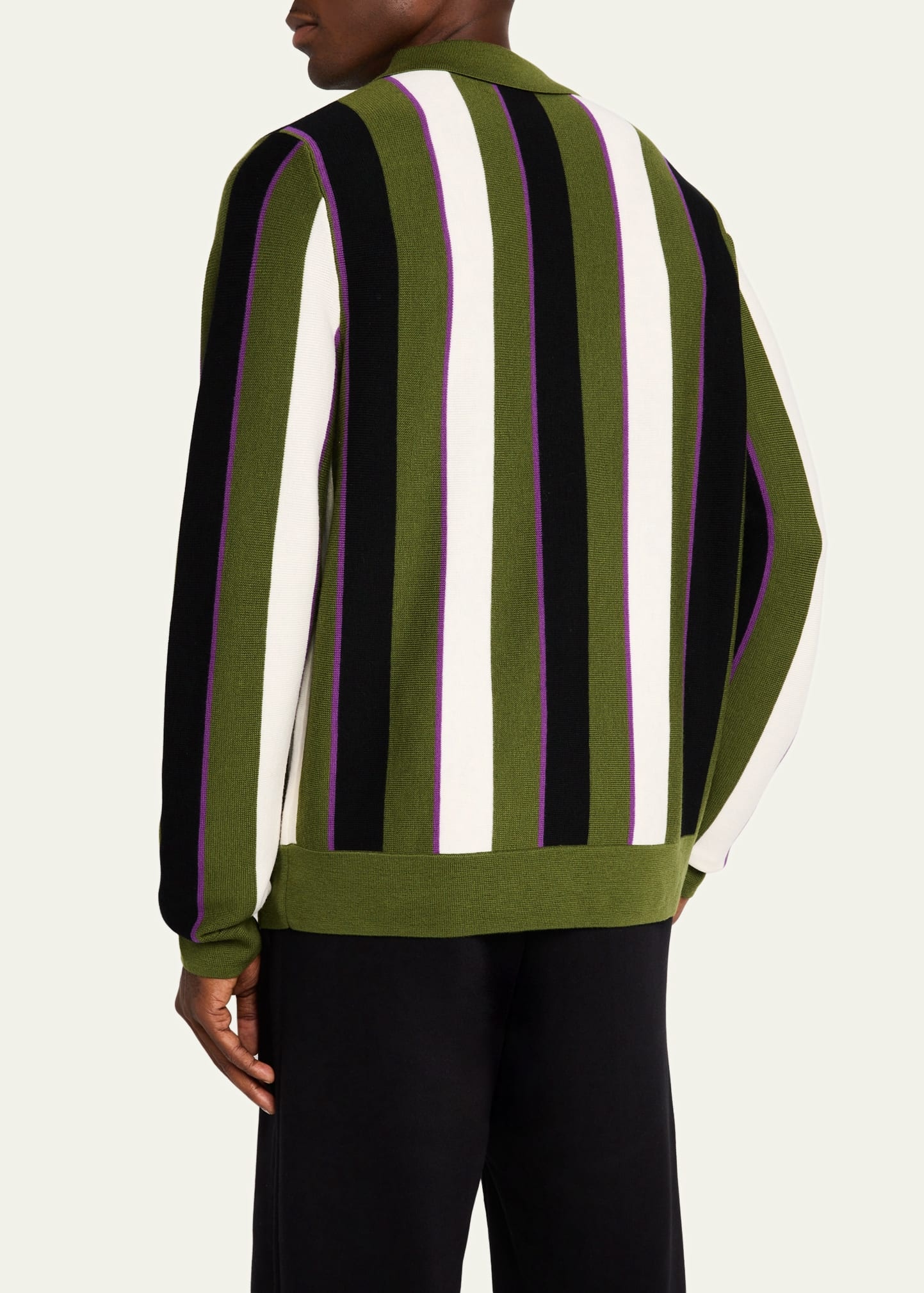 Men's Vertical Block Stripe Polo Sweater - 3