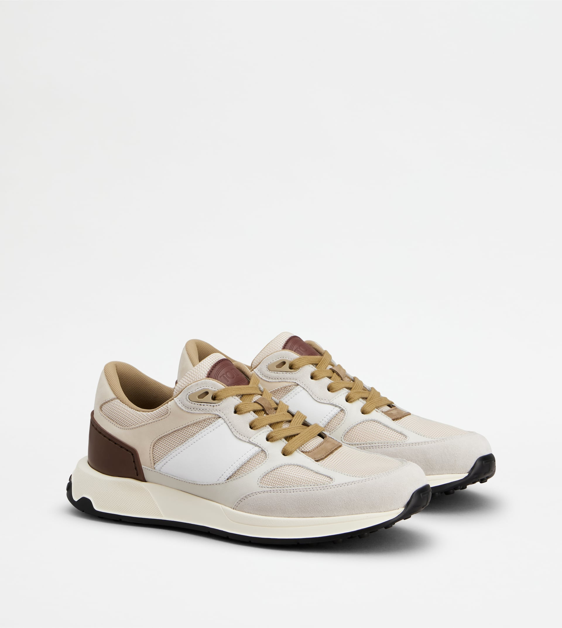 SNEAKERS IN SUEDE AND SMOOTH LEATHER - BEIGE, GREY, BROWN - 2
