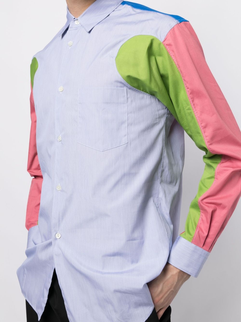 colour-block panelled cotton shirt - 5