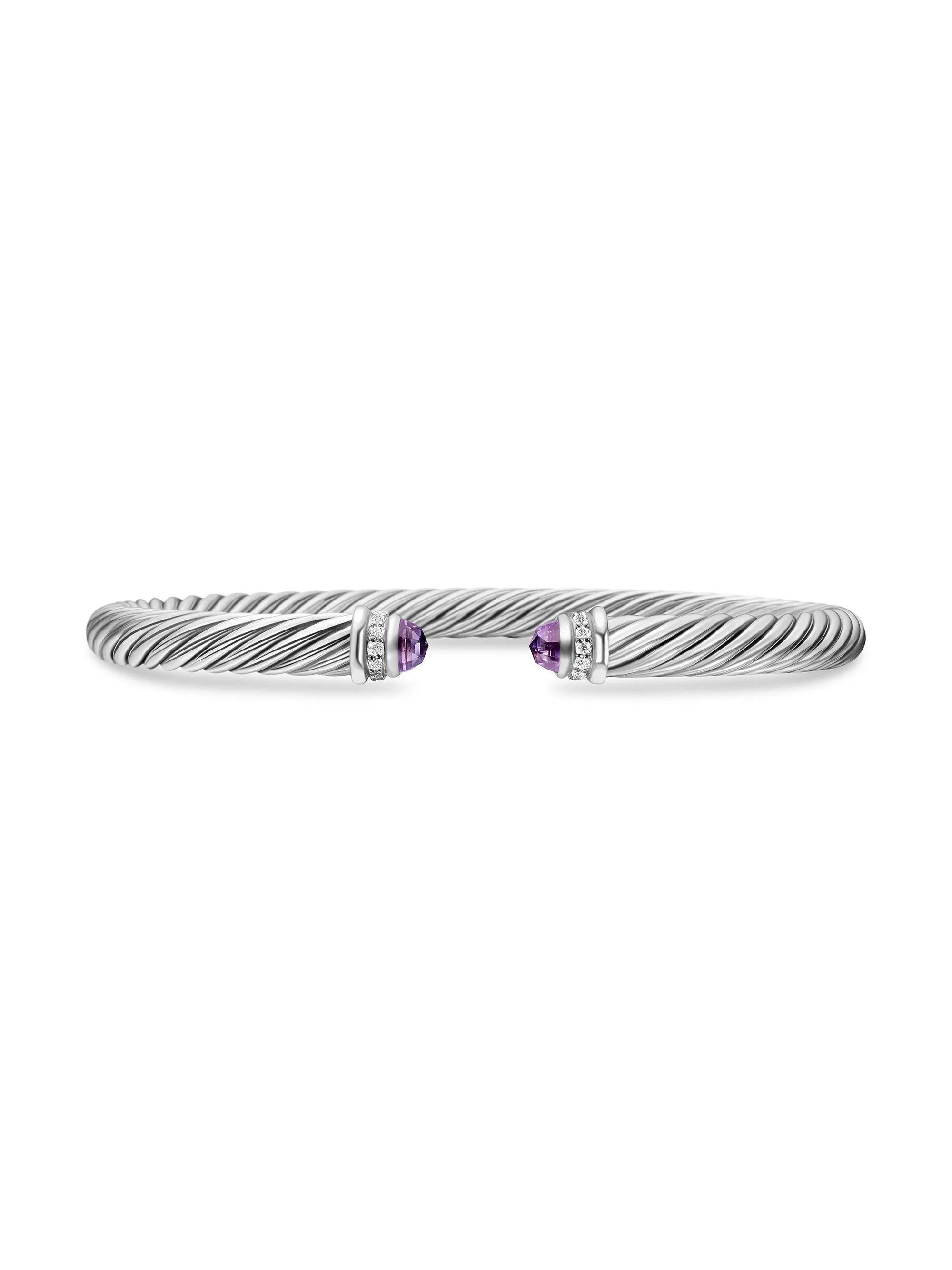 Women's Cable Classics Color Bracelet with Pavé Diamonds - Amethyst - 1