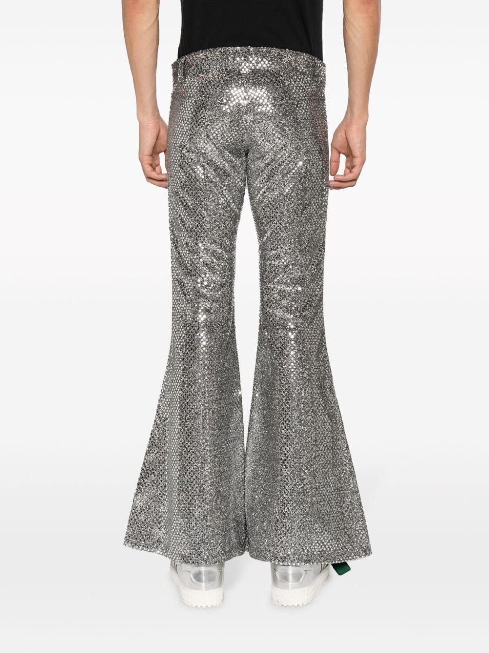 sequinned flared trousers - 4
