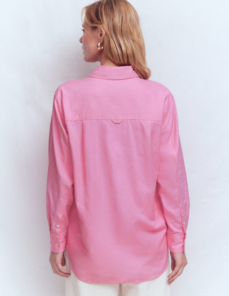 Sadie Relaxed Cotton Shirt-Pink Floral Beaded Oxford 4