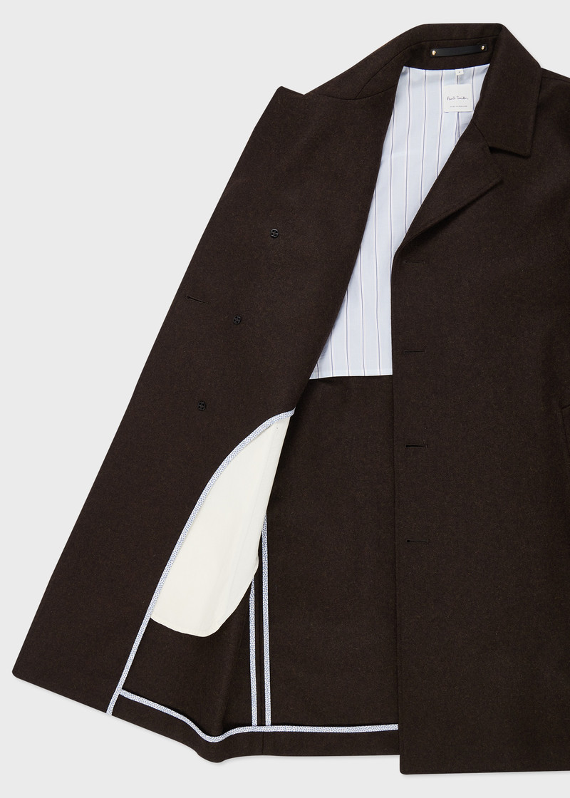 Dark Brown Melton Wool Overcoat 4