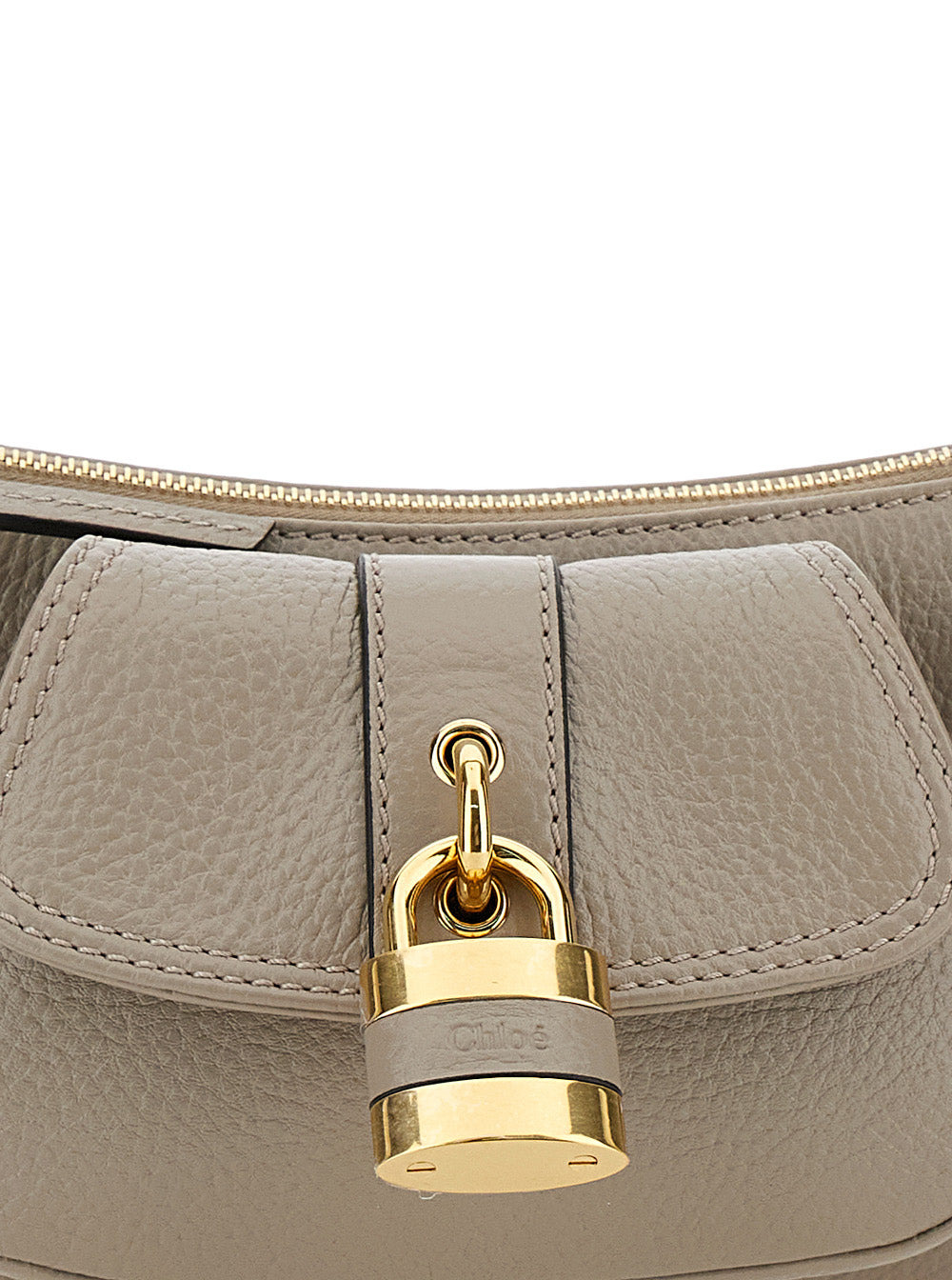Chloé Women 'The 99' Grey Shoulder Bag With Padlock In Hammered Leather Woman - 5