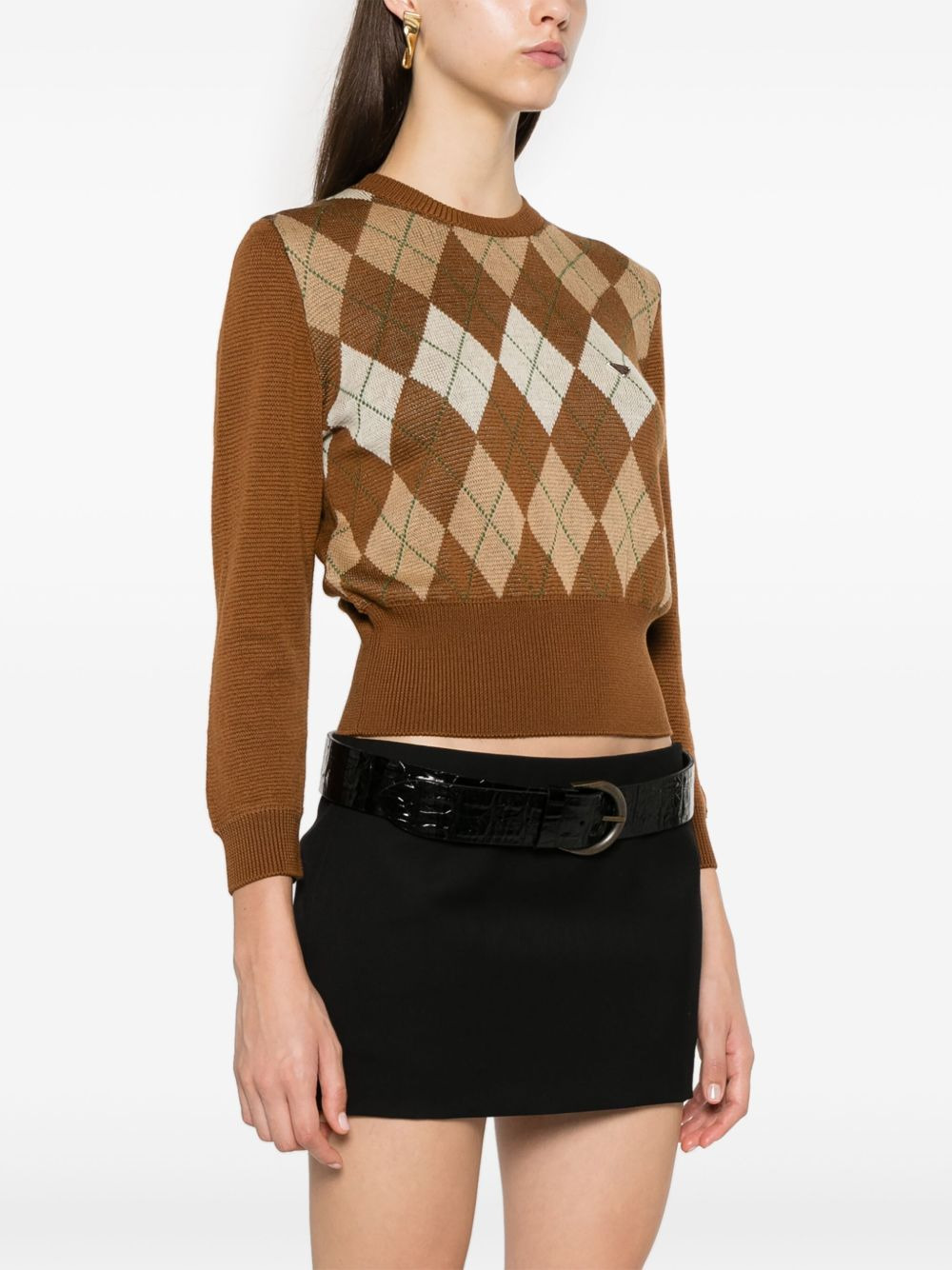 argyle-pattern sweater - 3