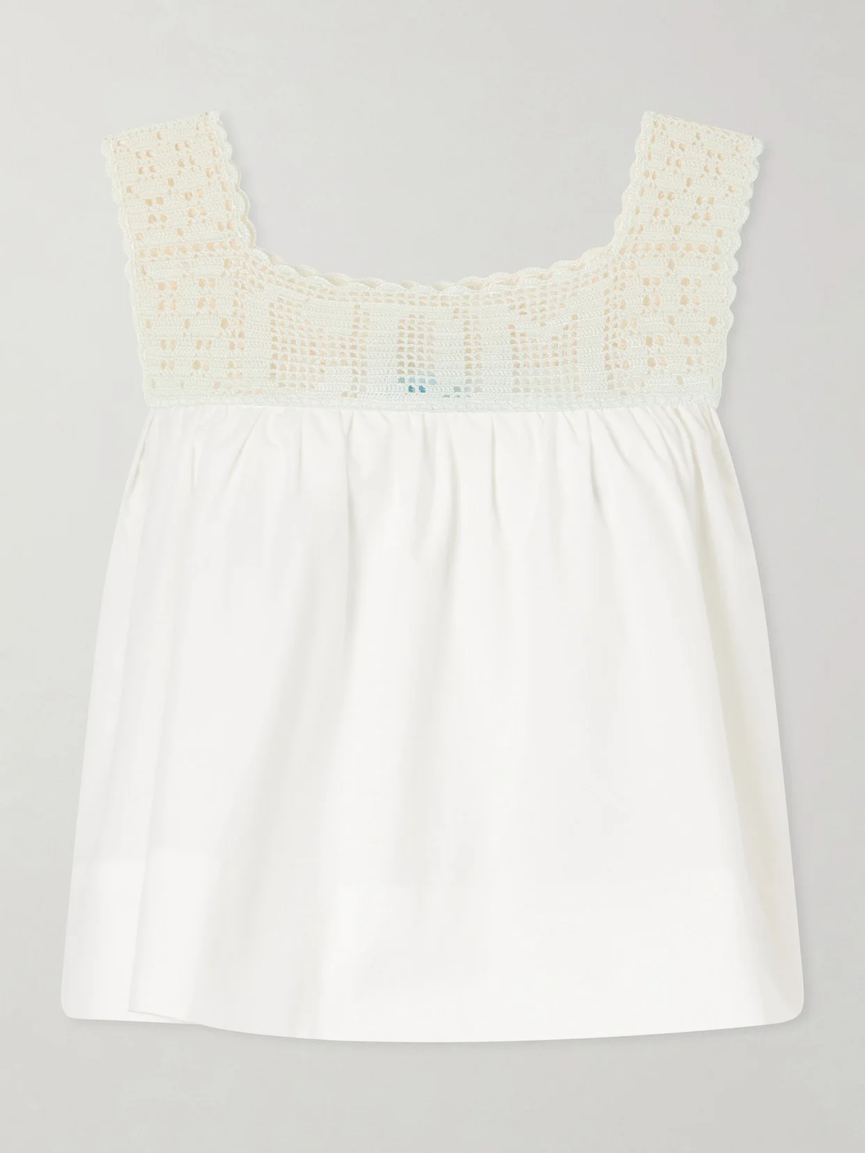Heirloom Lace-trimmed Cotton-poplin Top - 1