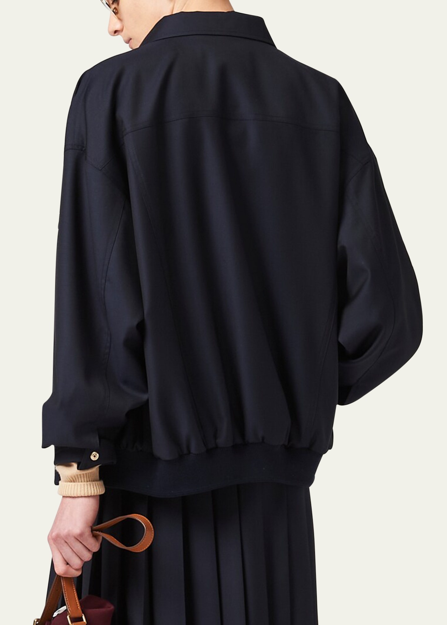 ブルゾン Miu Miu Bomber Imbottito In Lana Chevron Miu Miu Chevron Oversized Zip Up Bomber Jacket
