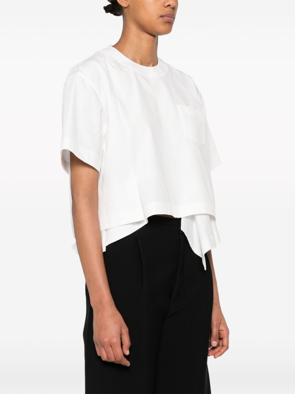 asymmetric poplin T-shirt - 3