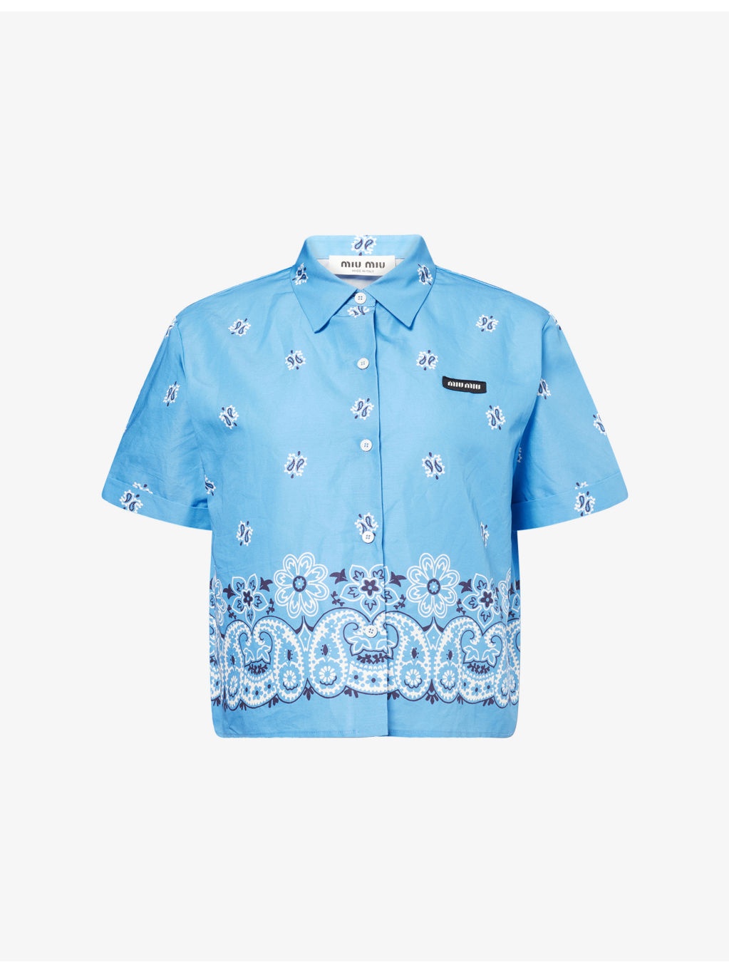 Boxy-Fit Graphic-Pattern Cotton-And-Linen Shirt - 1