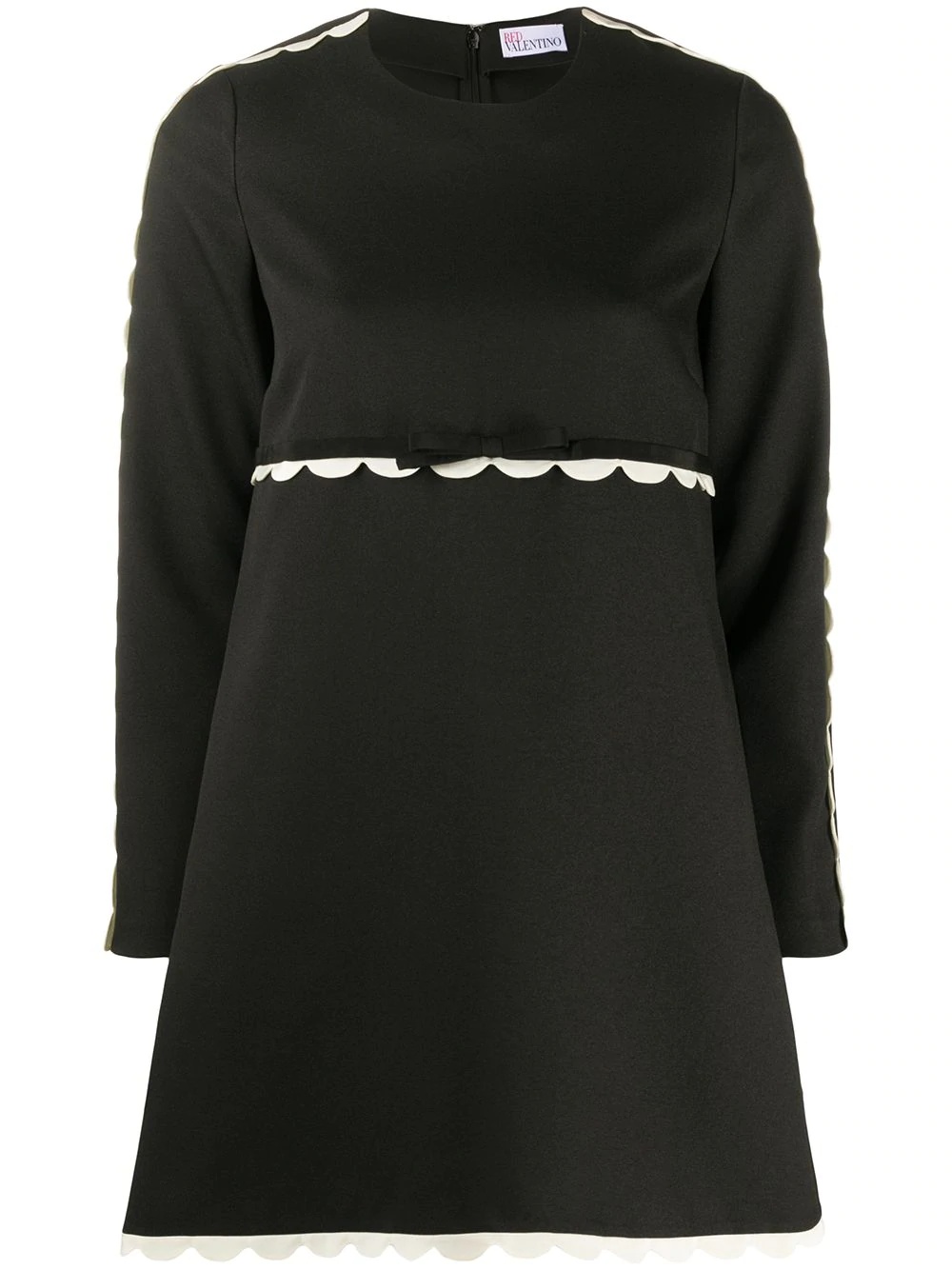 scallop-trim long-sleeve dress - 1