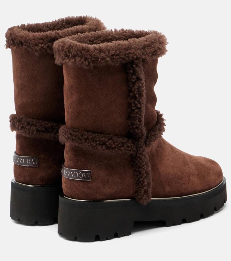 AQUAZZURA Teddi 20 shearling-trimmed suede ankle boots outlook