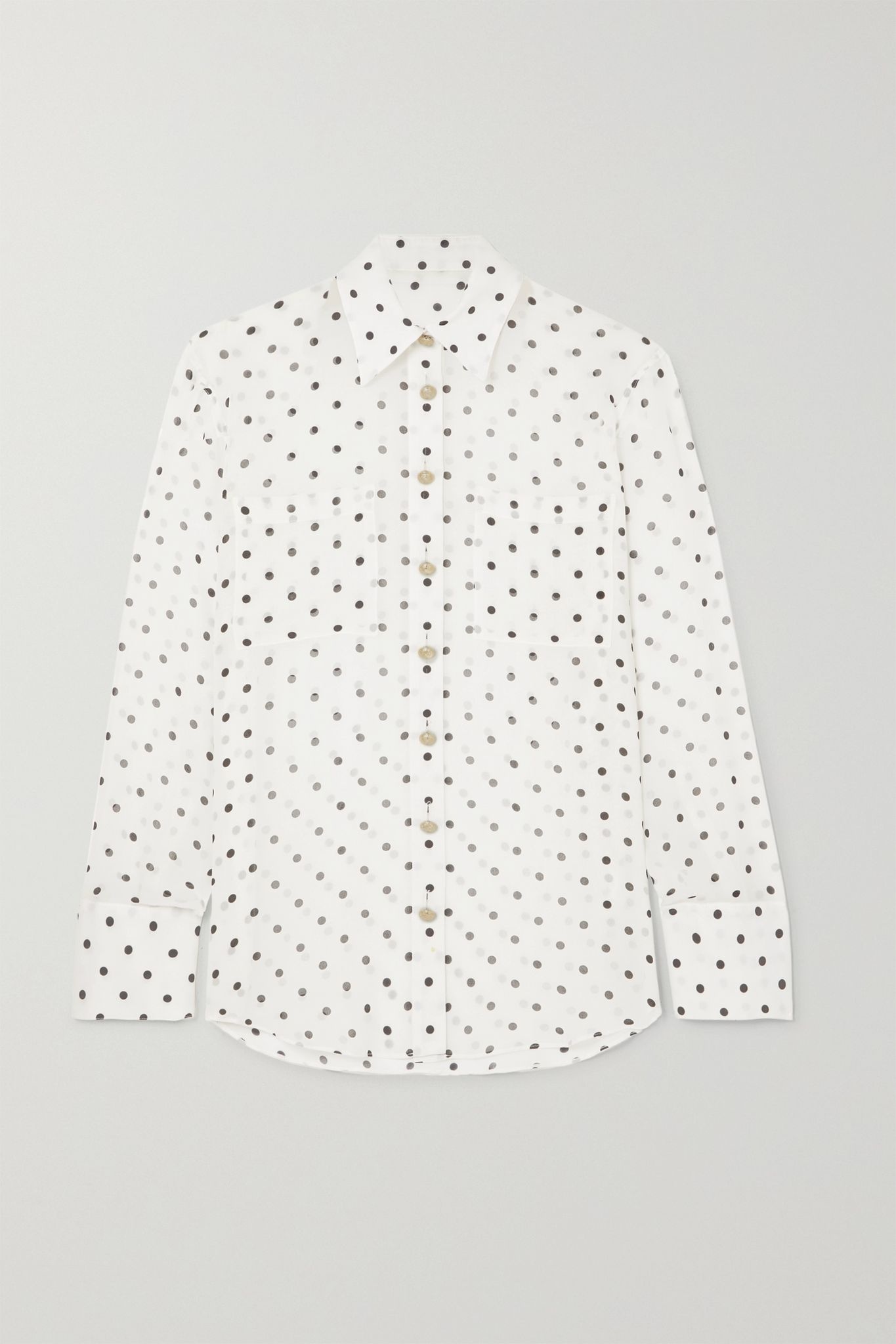 Polka-dot silk-georgette blouse - 1