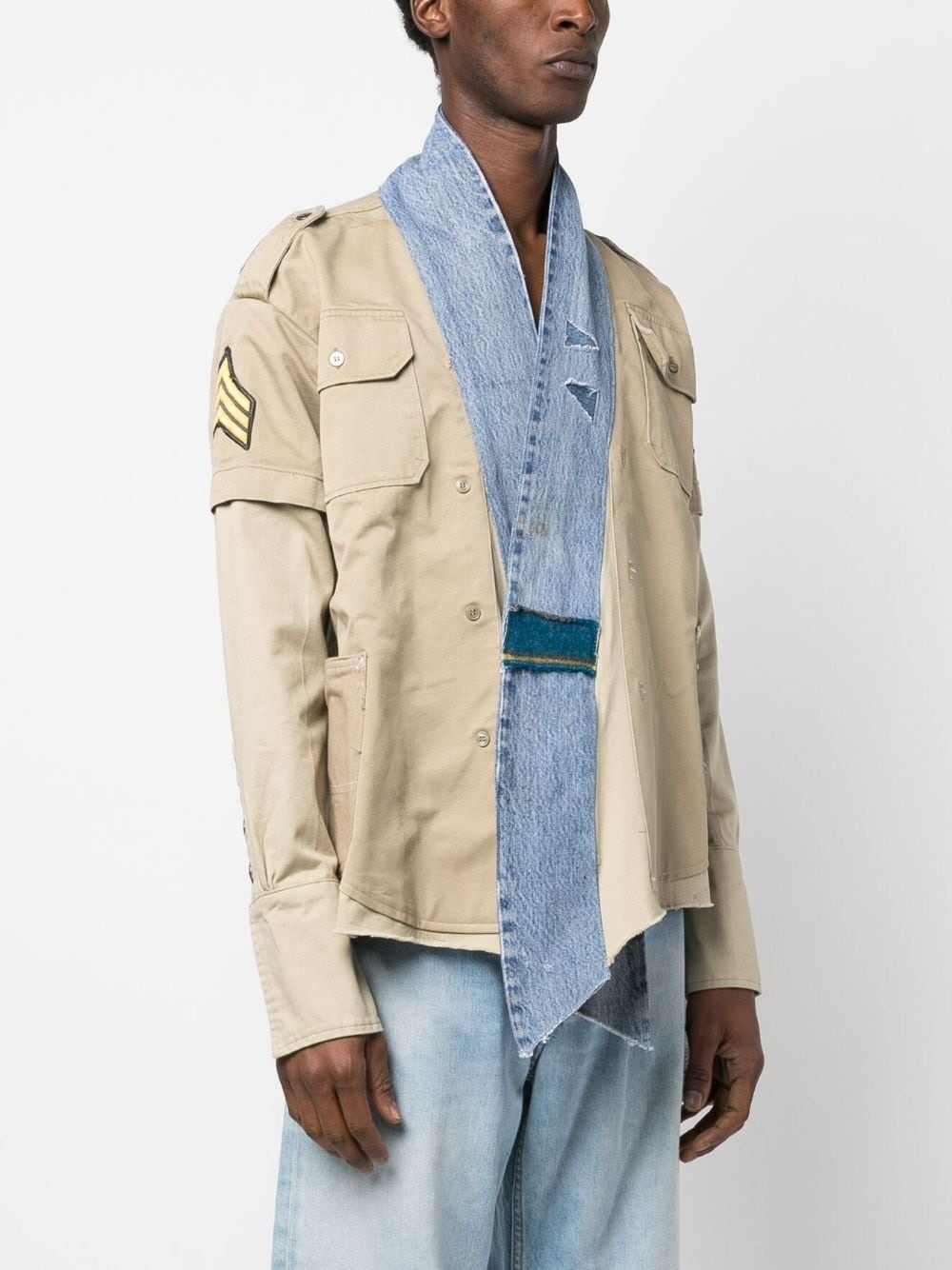 two-tone cotton military jacket - 3