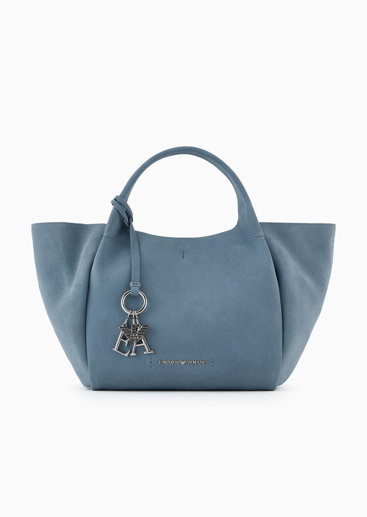 Split cowhide shopper bag with logo charm - 1