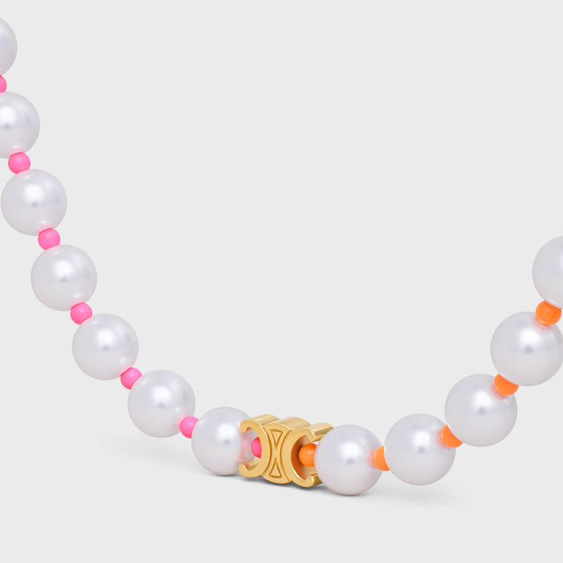 CELINE Celine Plage Pearl Necklace in Brass with Gold Finish and Resin Pearls outlook
