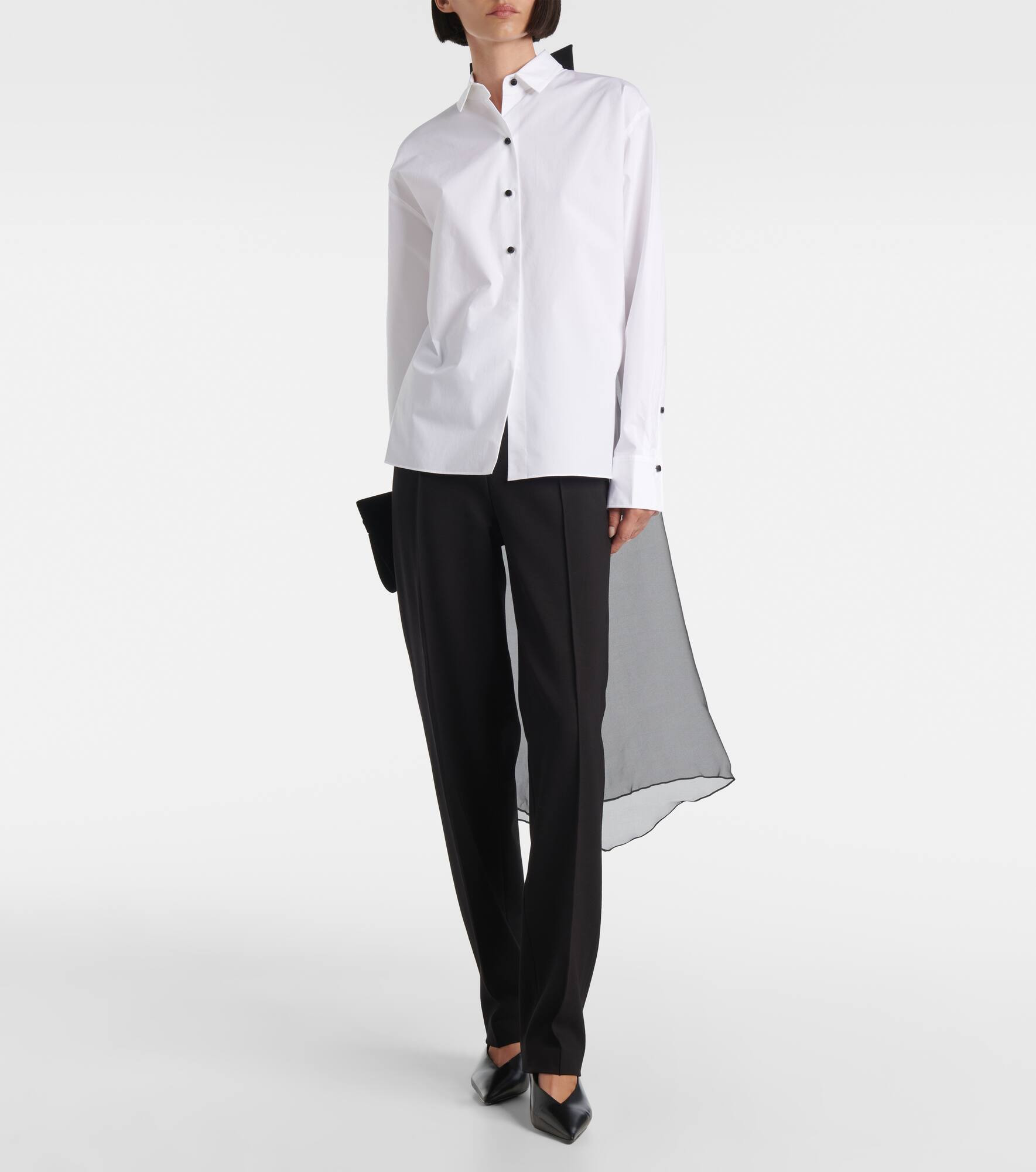 Poplin Power bow-detail cotton-blend poplin shirt - 2
