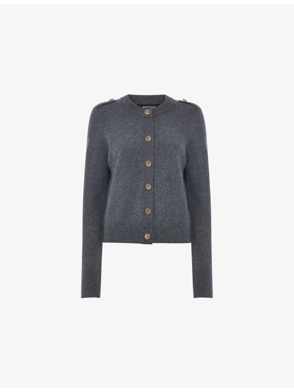 Round-Neck Knitted Wool Cardigan - 1
