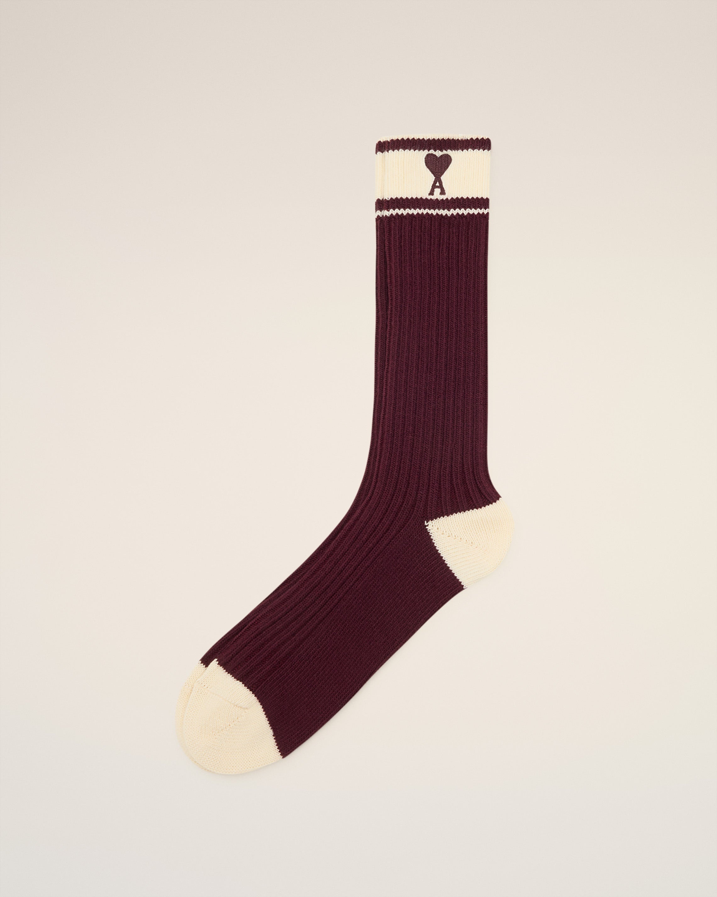 BURGUNDY COTTON AMI DE COEUR STRIPED SOCKS - 1