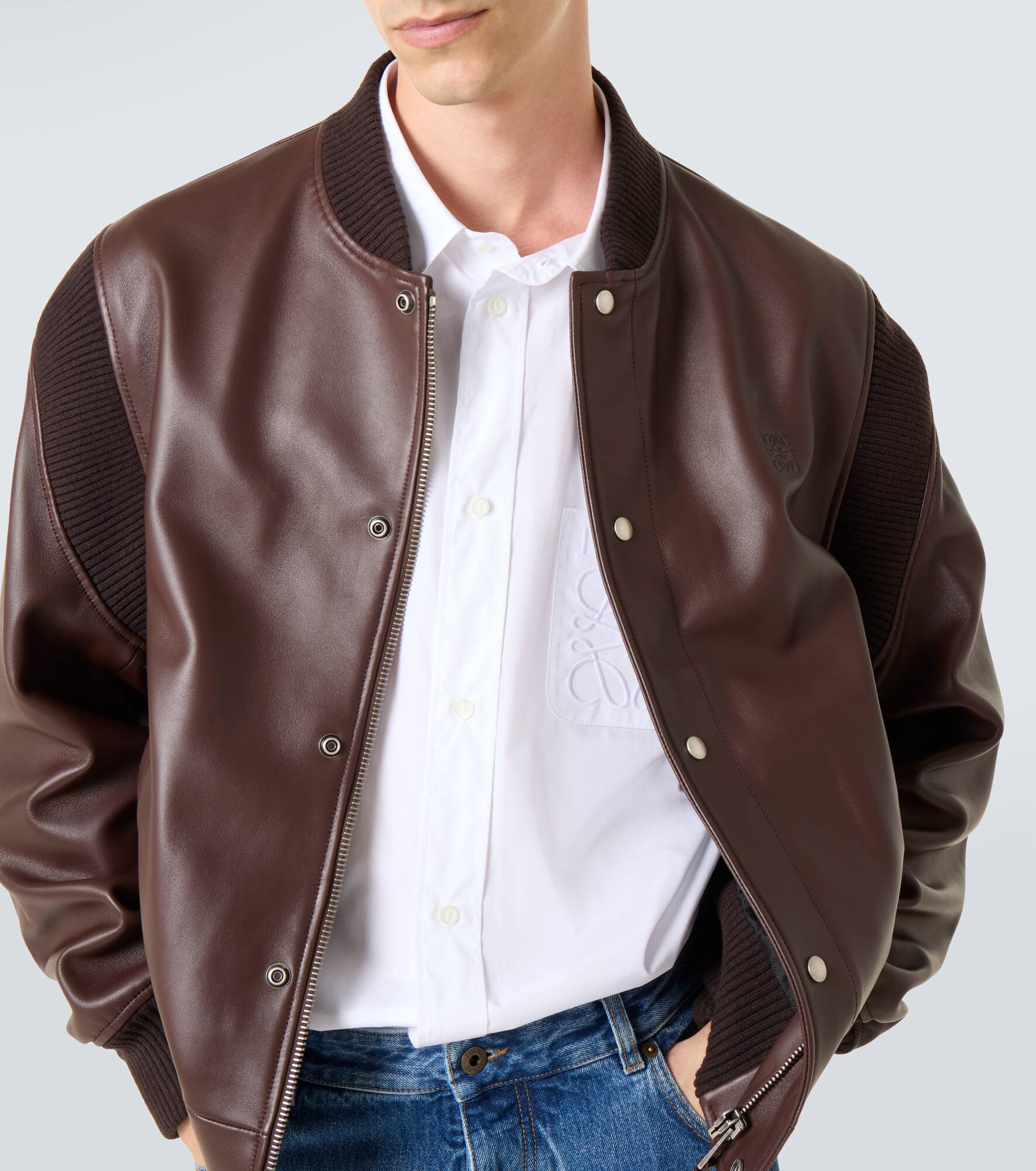 Anagram leather bomber jacket - 5