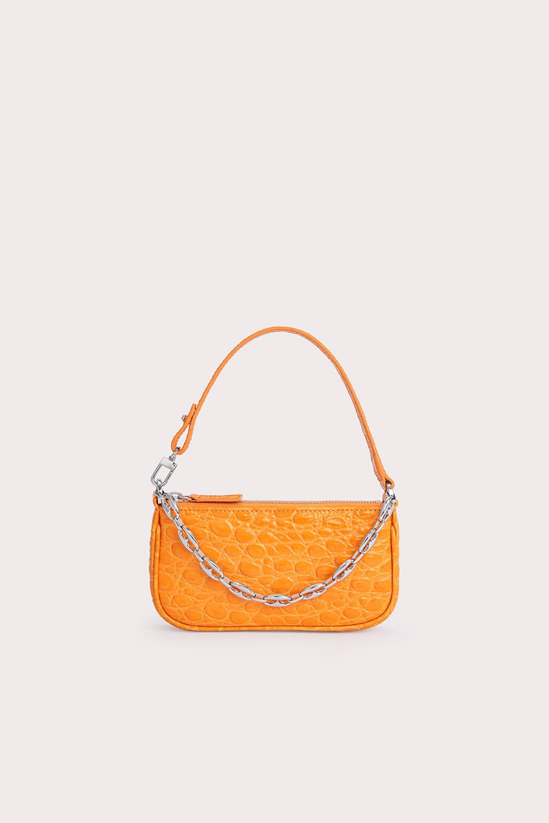 Mini Rachel Orange Circular Croco Embossed Leather 1