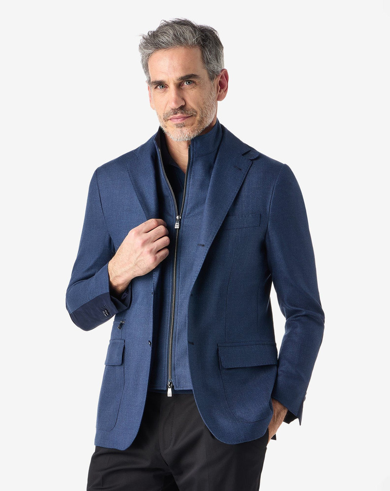 CORNELIANI Blue silk and wool jacket with inner vest outlook