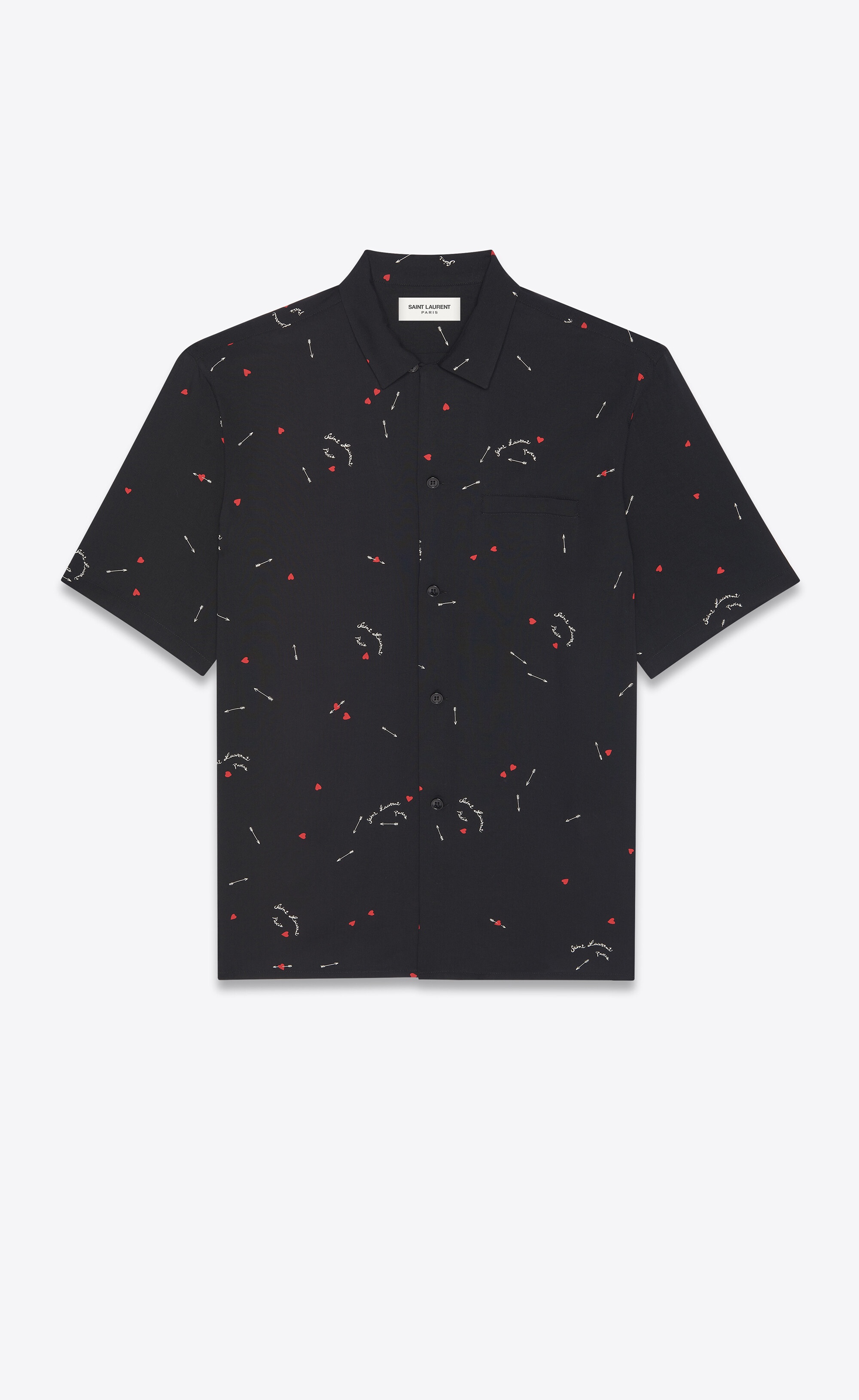 shark-collar shirt in saint laurent cupid print - 1